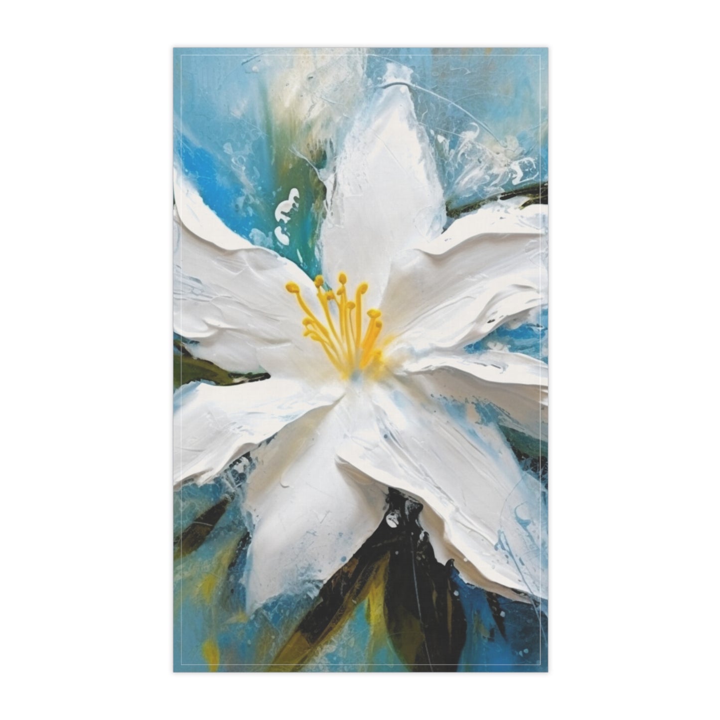 Ethereal Elegance: Kitchen Towel featuring an Abstract Oil Painting of Jasmine