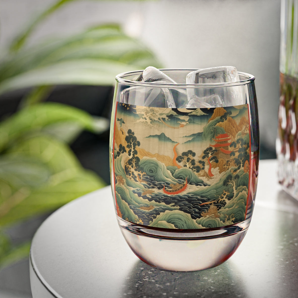 Harmony of the Elements: Japanese Tapestry-Inspired Whiskey Glass