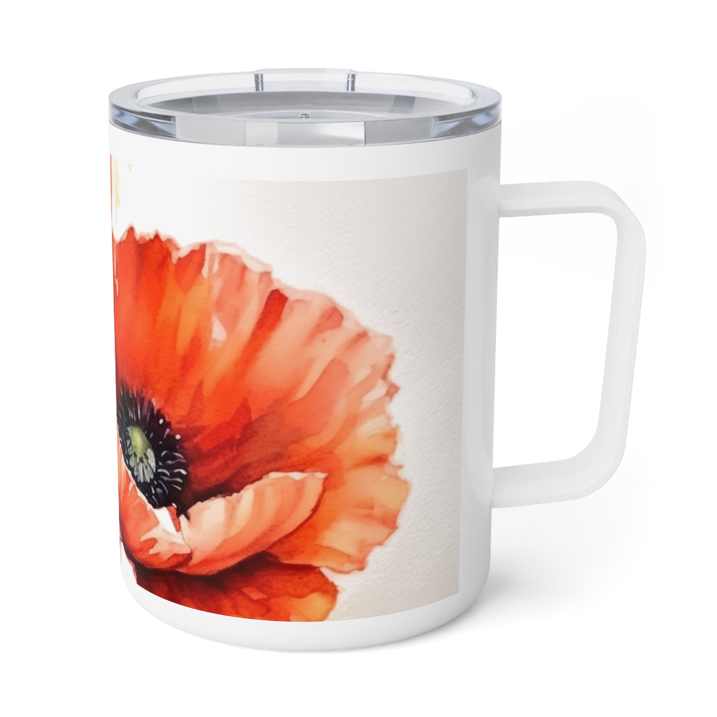 Whimsical Poppy Flower Watercolor Insulated Coffee Mug: An Artistic Delight