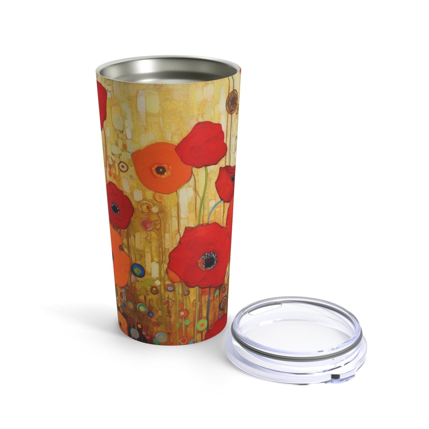 Floral Symphony: Tumbler showcasing Gustav Klimt's Poppies in Art Nouveau
