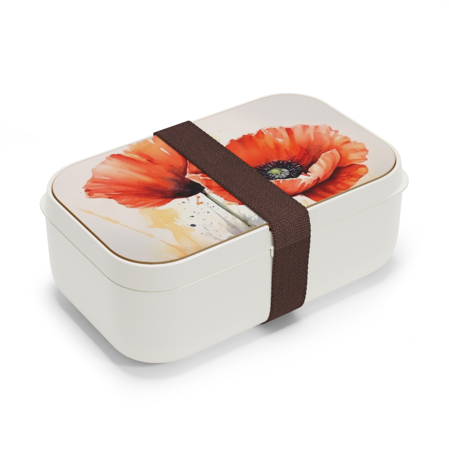 Whimsical Poppy Flower Watercolor Bento Box: An Artistic Delight