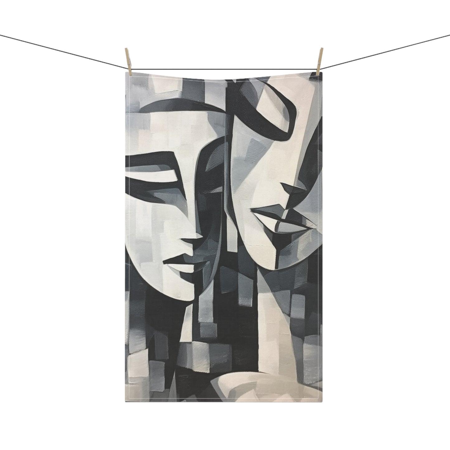 Abstract Oil Paint Kitchen Towel: Cubist Artistry in a Portable Masterpiece