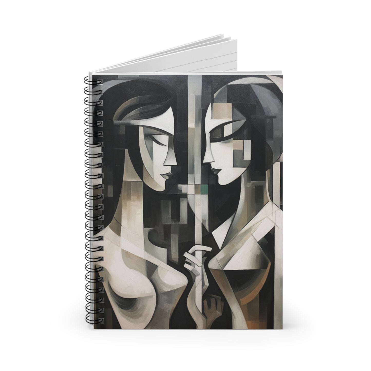 Spiral Notebook with Cubist Woman Painting: Brush Strokes of Bold Creativity