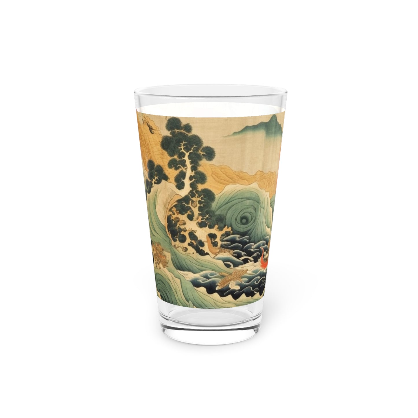 Harmony of the Elements: Japanese Tapestry-Inspired Pint Glass