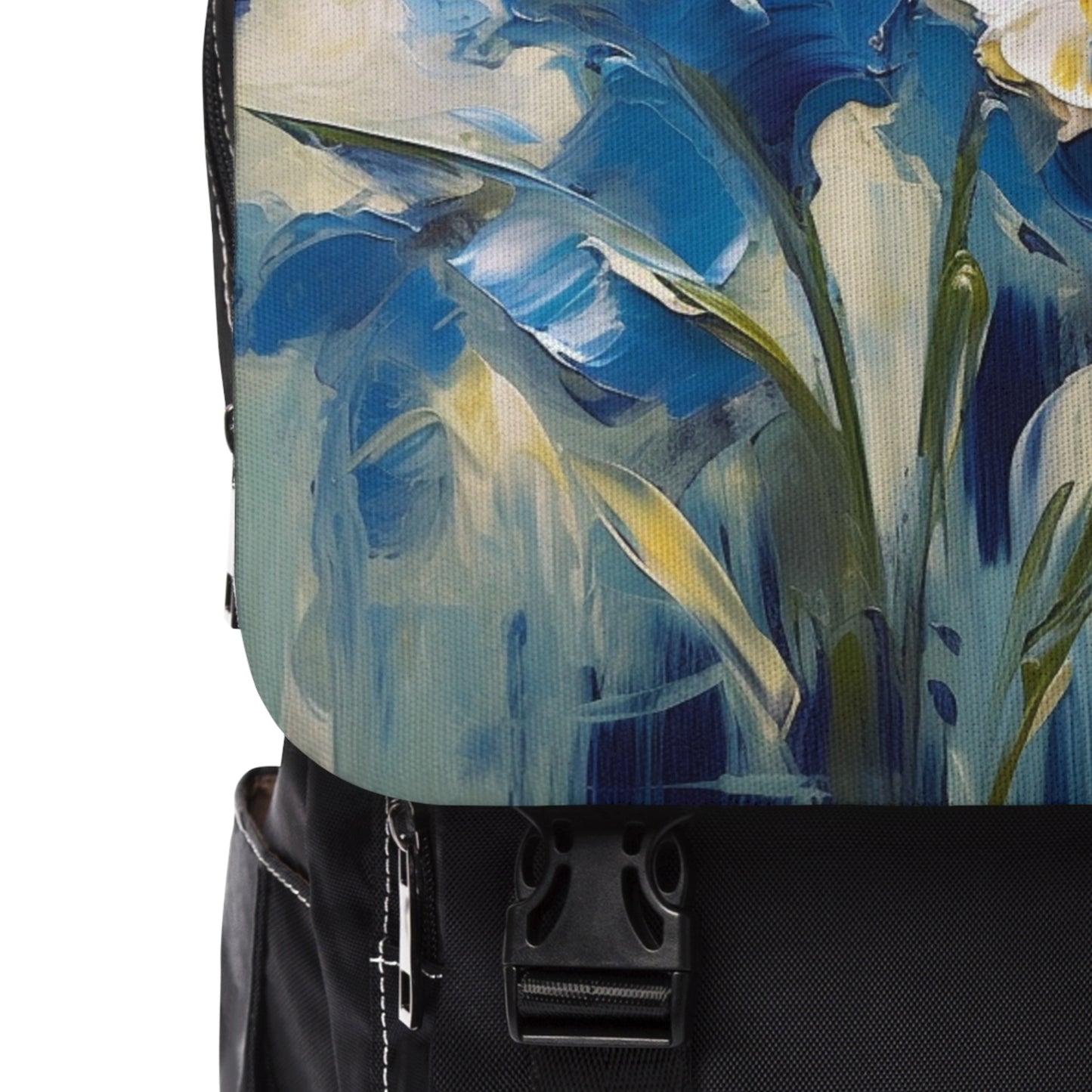 Embrace Artistic Expression with Blue Orchid Abstract Painting Unisex Casual Shoulder Backpack