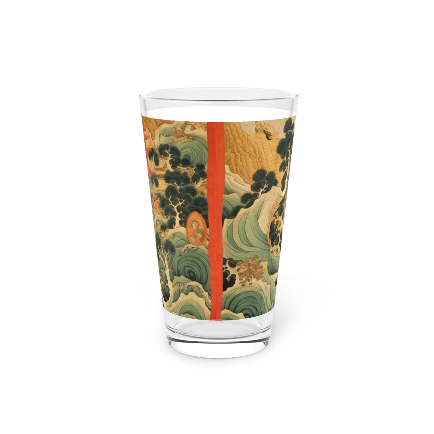 Harmony of the Elements: Japanese Tapestry-Inspired Pint Glass