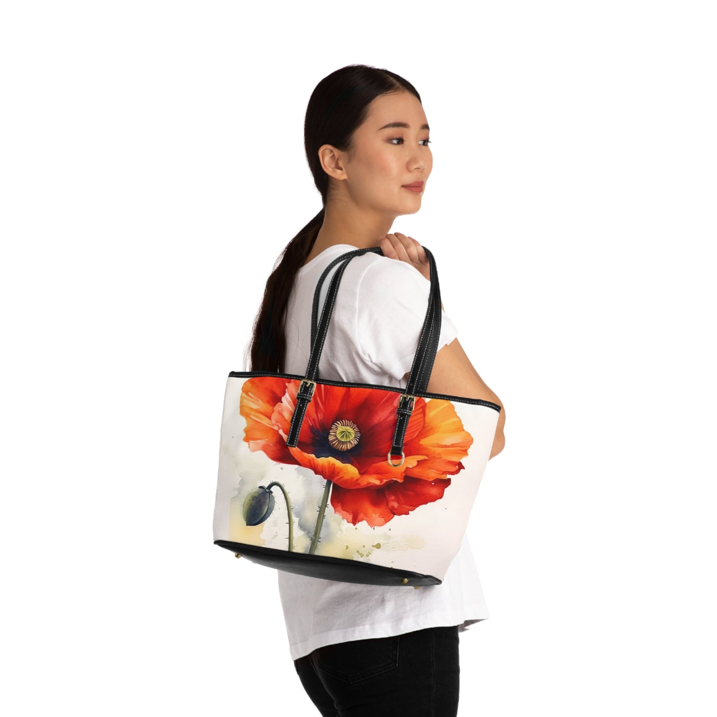 Stunning Poppy Flower Watercolor PU Leather Shoulder Bag: A Blossoming Experience