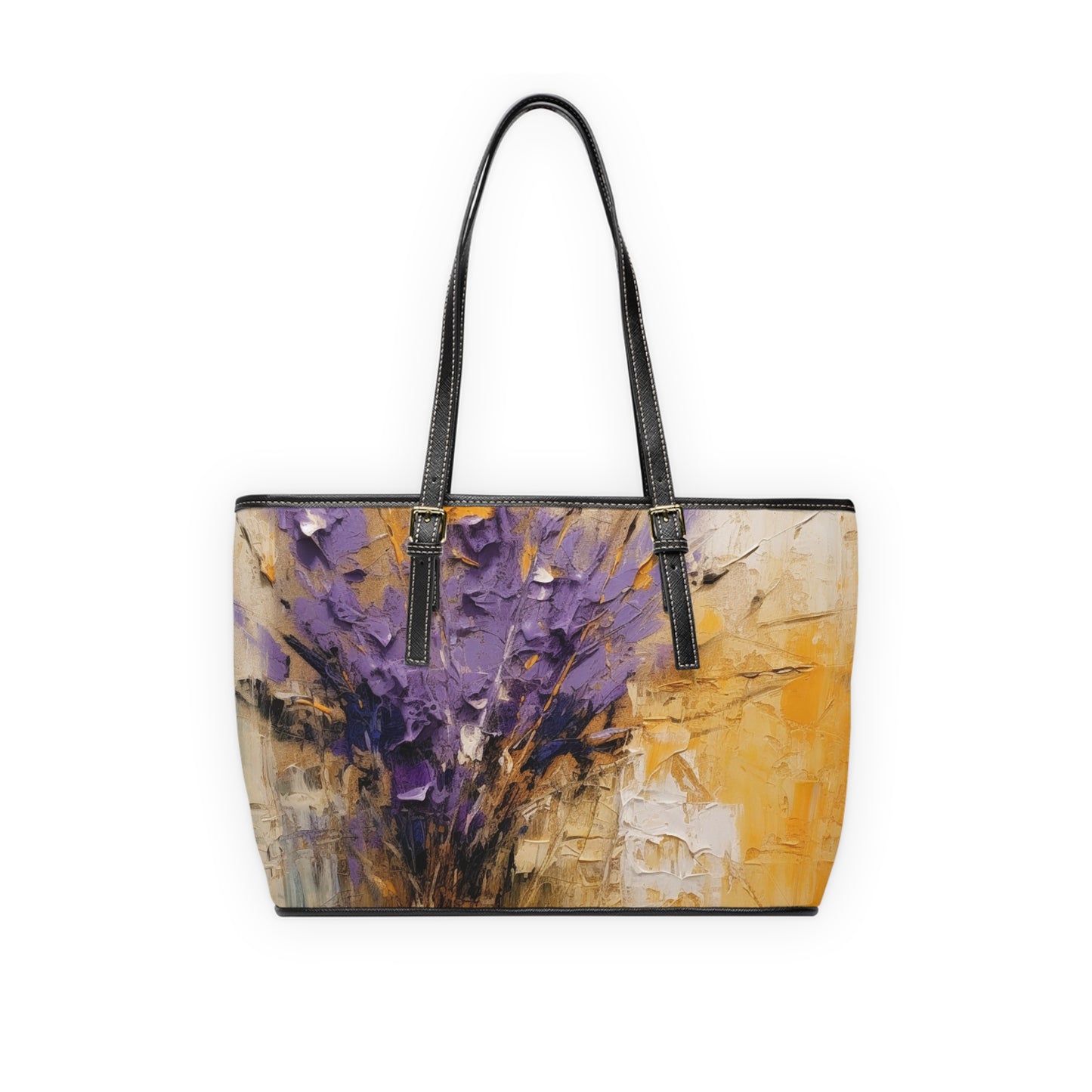 Abstract Lavender Bliss: PU Leather Shoulder Bag for Artistic Inspiration