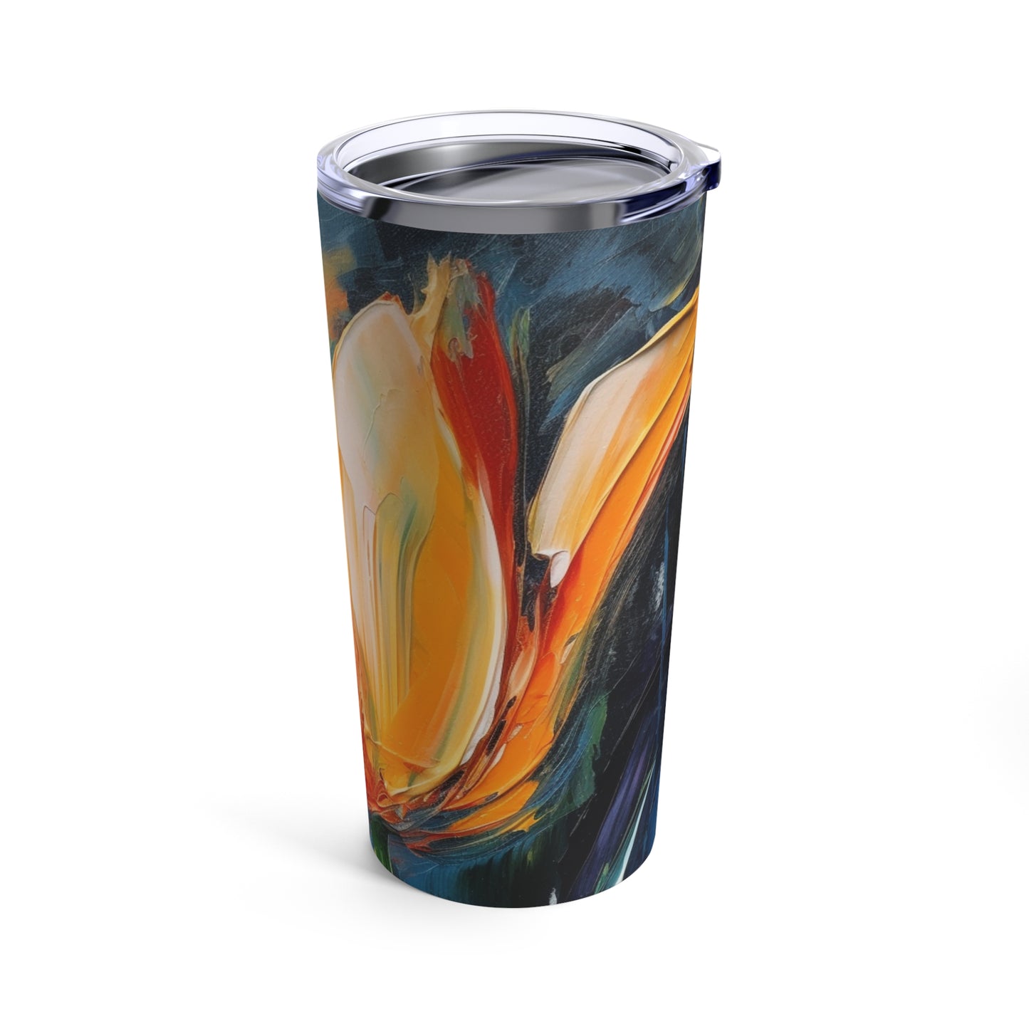 Orange Tulip Magic on Tumbler: A Blossoming Artistic Delight