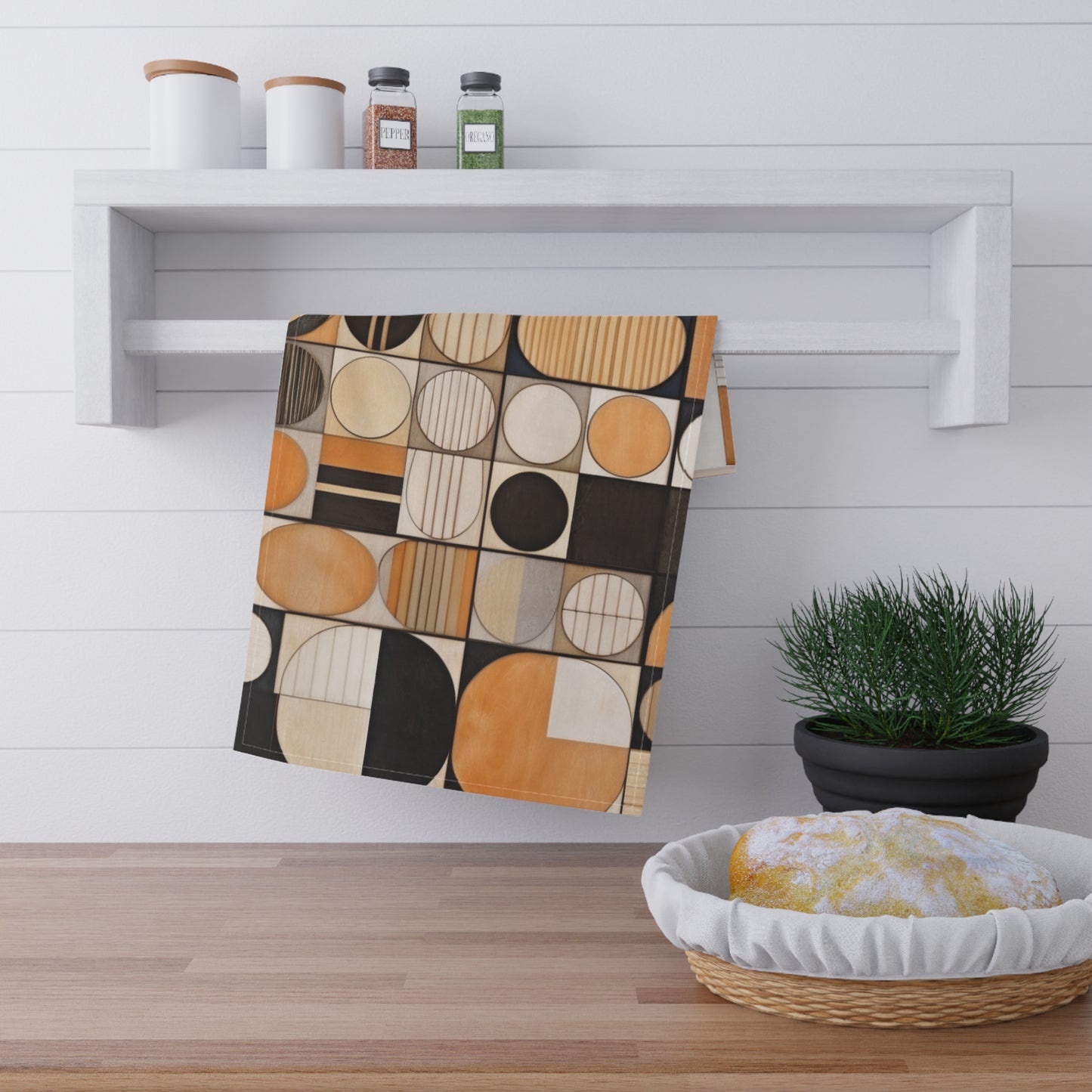 Organic Geometrics: Kitchen Towel Inspired by Earthy Mosaic Art