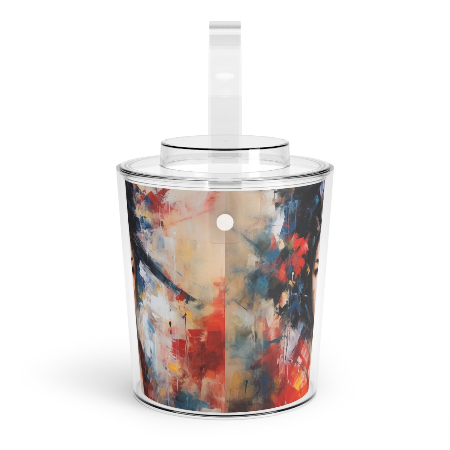 Abstract Geisha Art Ice Bucket with Tongs: Captivating Brushstrokes in a Japanese Aesthetic