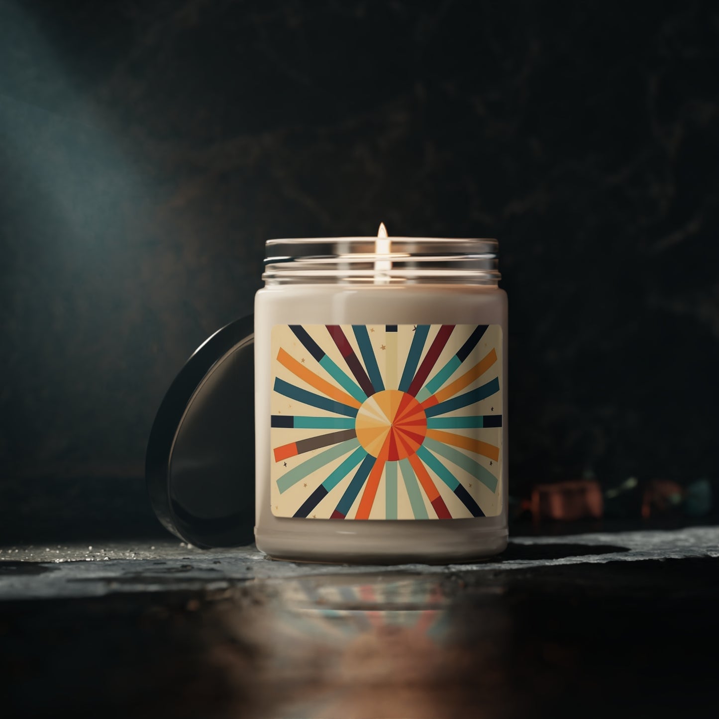 Midcentury Starburst Magic: Starburst Candy Colored Midcentury Modern Design Candle