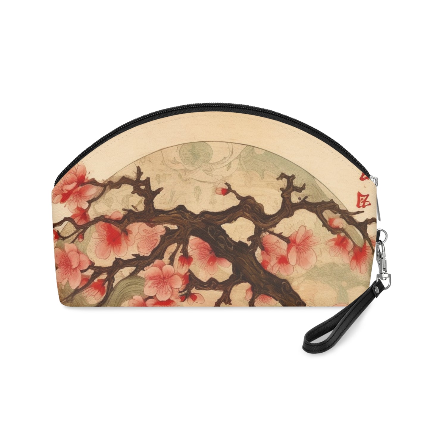 Whimsical Blossom Dreams: Makeup Bag with Delightful Flower Drawings and Cherry Blossoms