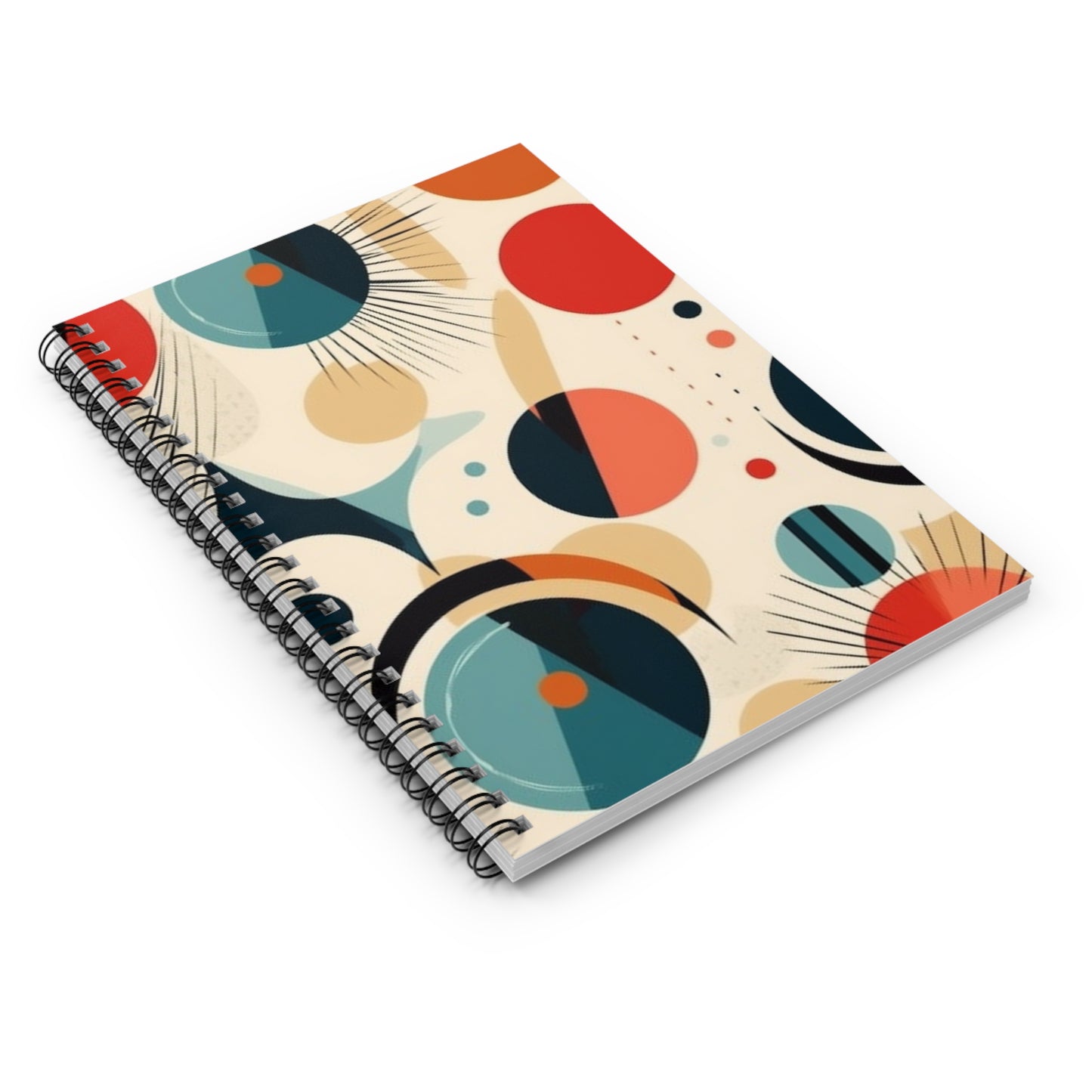 Abstract Elegance: Midcentury Modern Spiral Notebook with Modern Abstract Art and Vintage Fashion