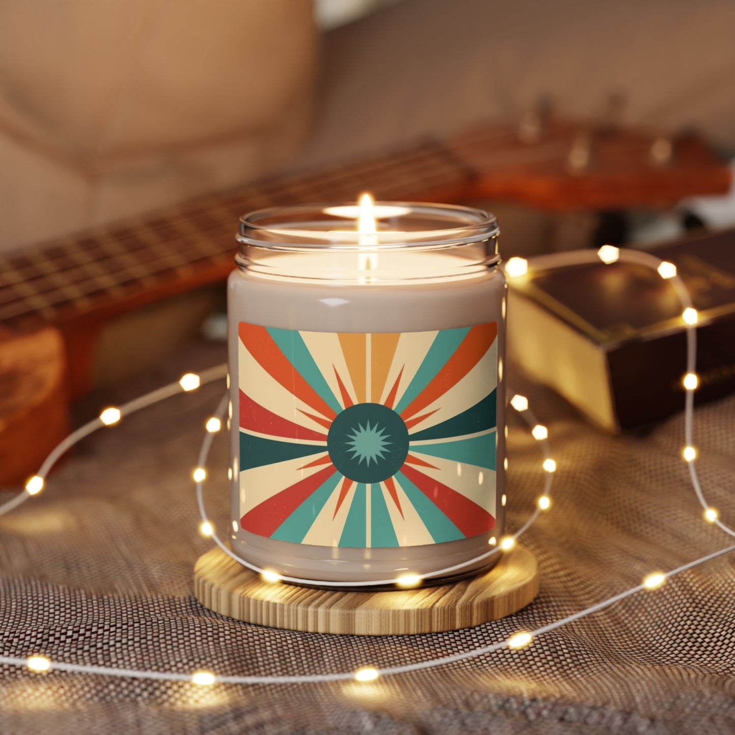 Swinging Starburst: 1960s Fashion-inspired Soy Candle in Candy Colors