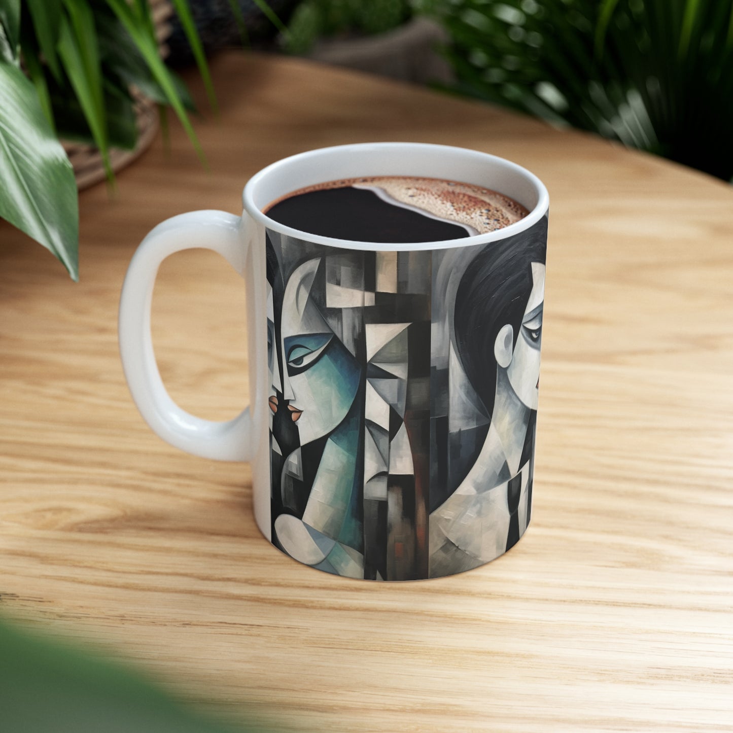 Ceramic Mug with Cubist Art: Artistic Finesse and Abstract Flair