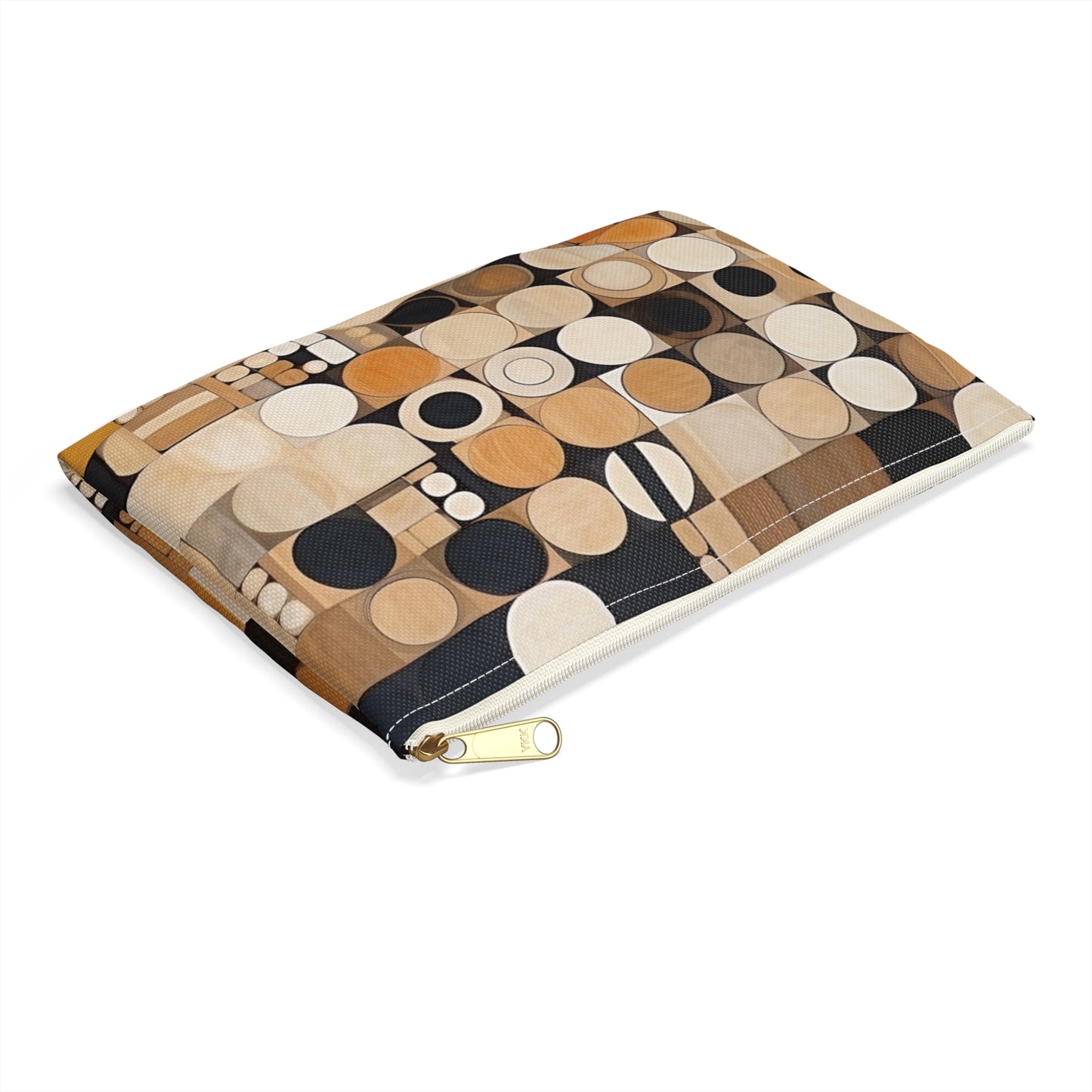 Geometric Simplicity in Earth Tones: Graphic Canvas Pouch
