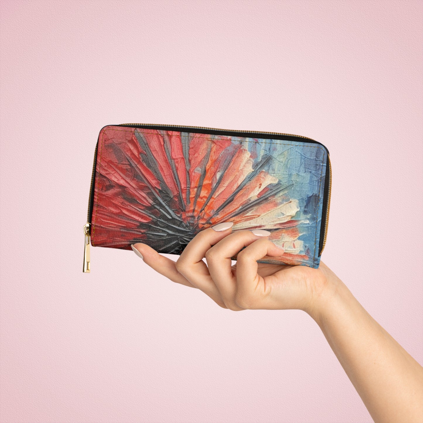 Umbrella Painting Zipper Wallet: Channel Your Inner Artist with Abstract Oil Paint