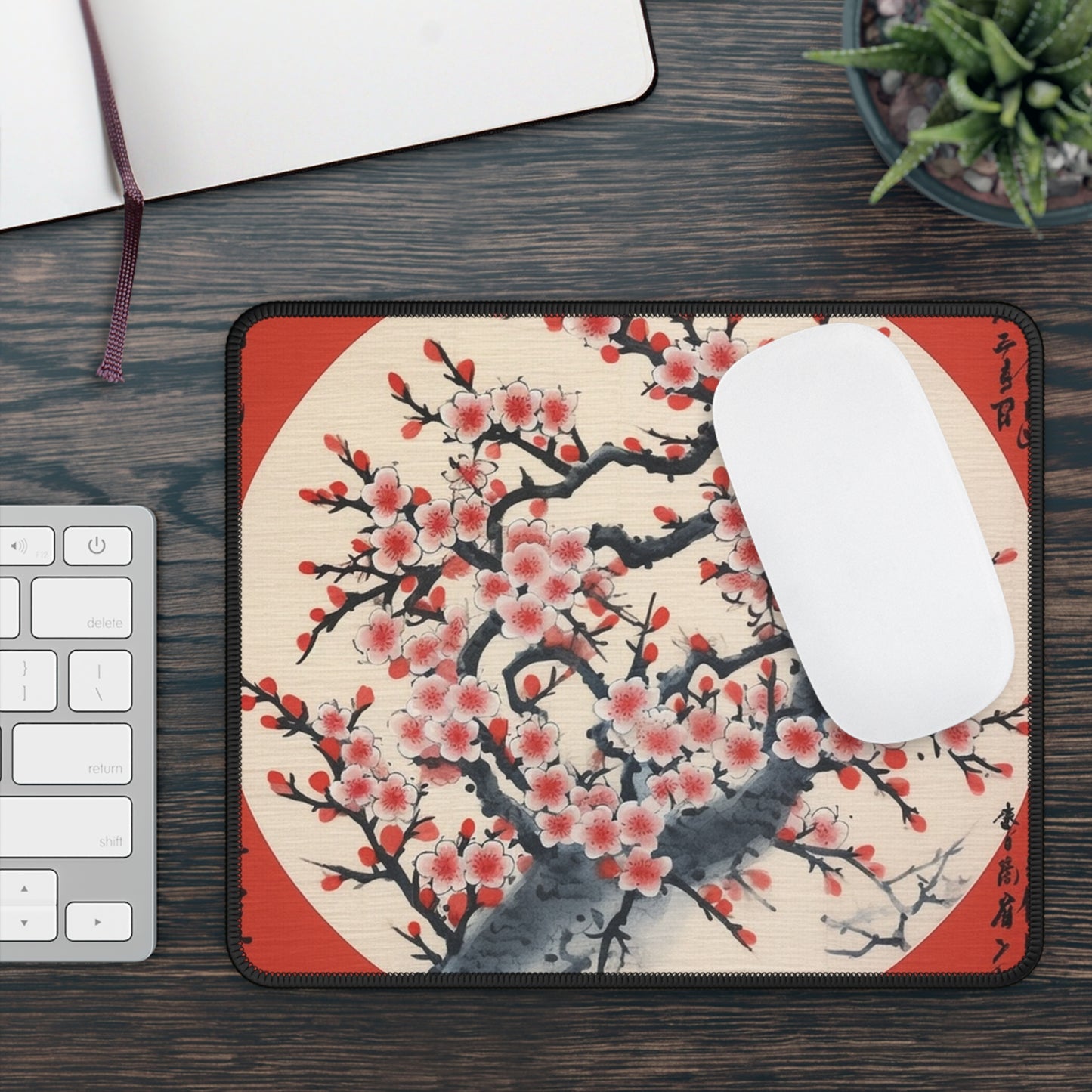 Enchanting Petal Symphony: Gaming Mouse Pad Celebrating Cherry Blossom Tree Drawings