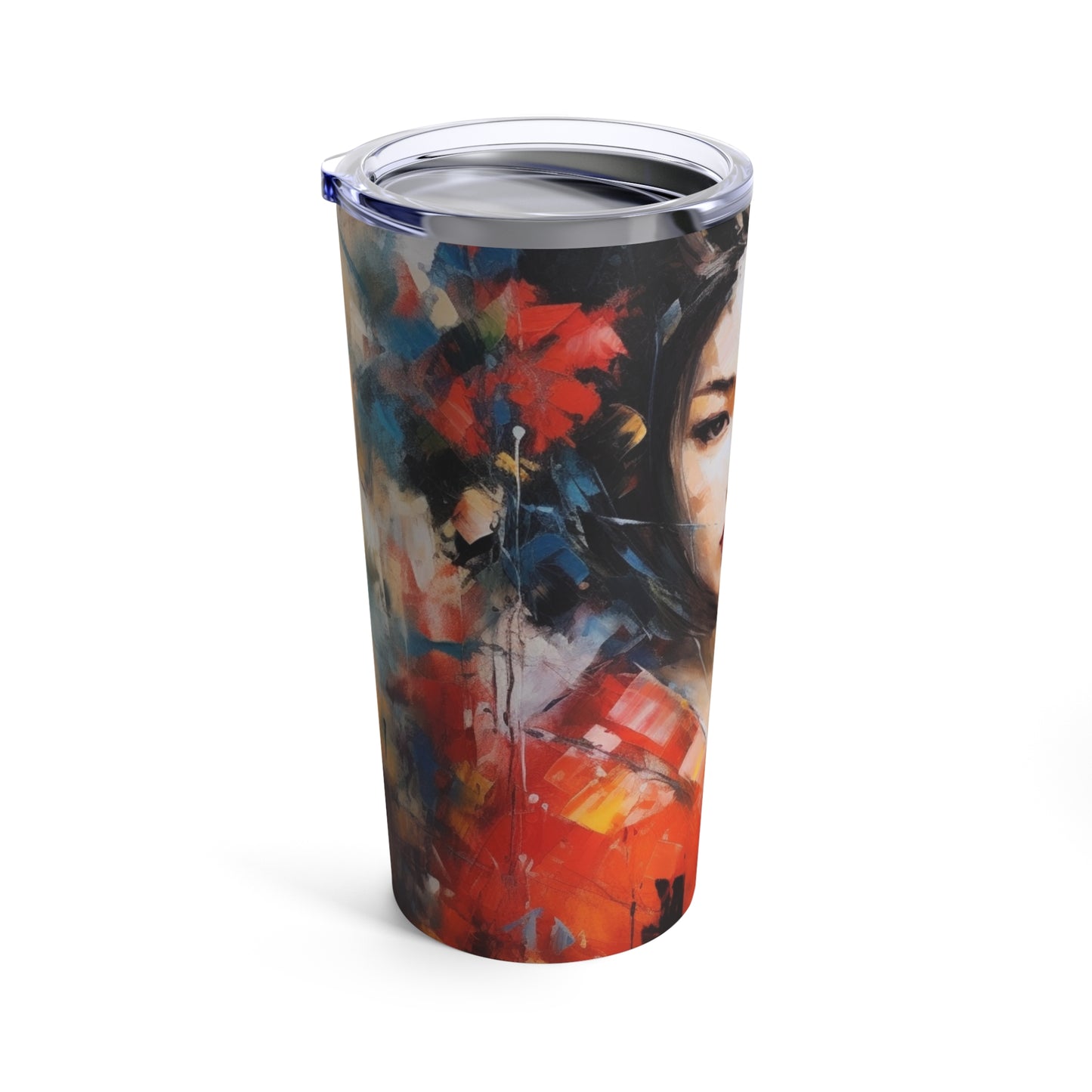 Abstract Geisha Art Tumbler: Captivating Brushstrokes in a Japanese Aesthetic