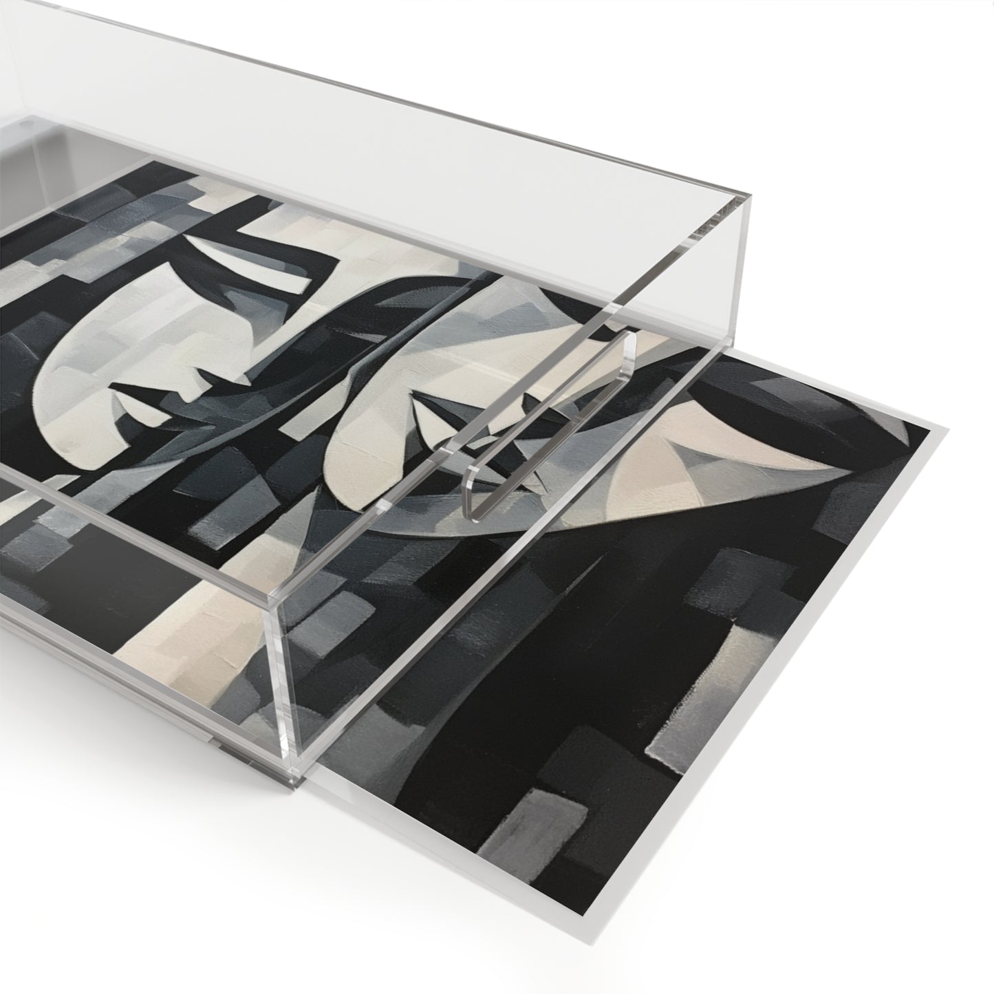 Abstract Oil Paint Acrylic Serving Tray: Cubist Artistry in a Portable Masterpiece
