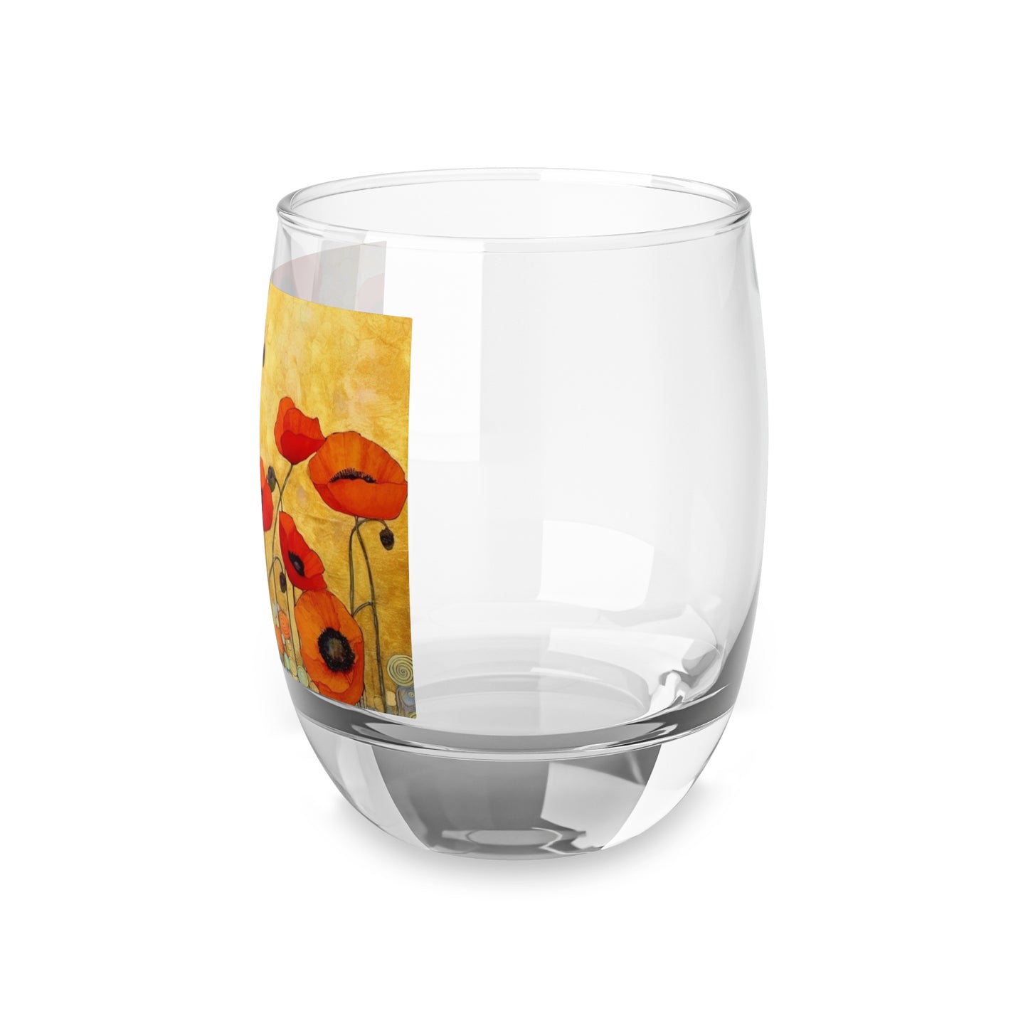 Elevate Your Sip: Whiskey Glass Adorned with Gustav Klimt's Poppies