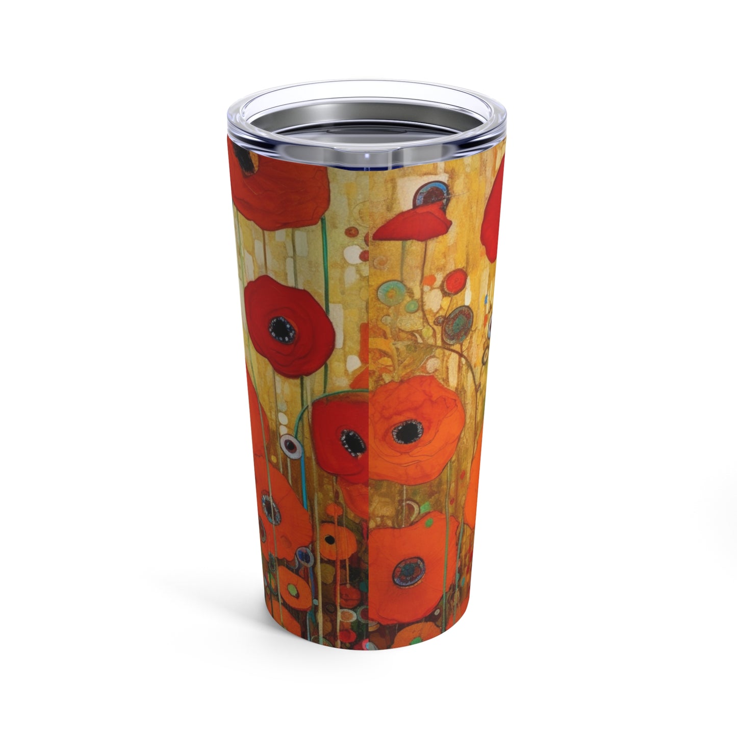 Floral Symphony: Tumbler showcasing Gustav Klimt's Poppies in Art Nouveau