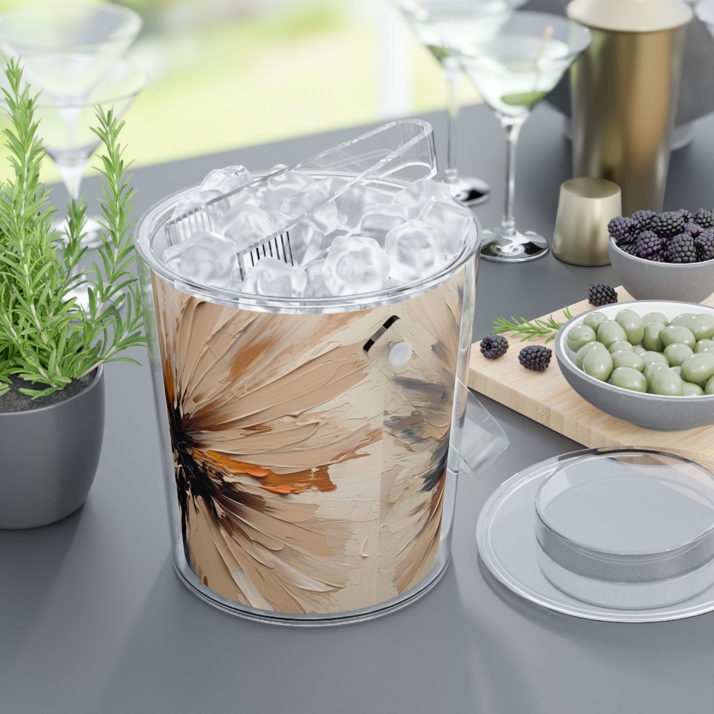 Tan Hua Ice Bucket with Tongs: A Floral Symphony