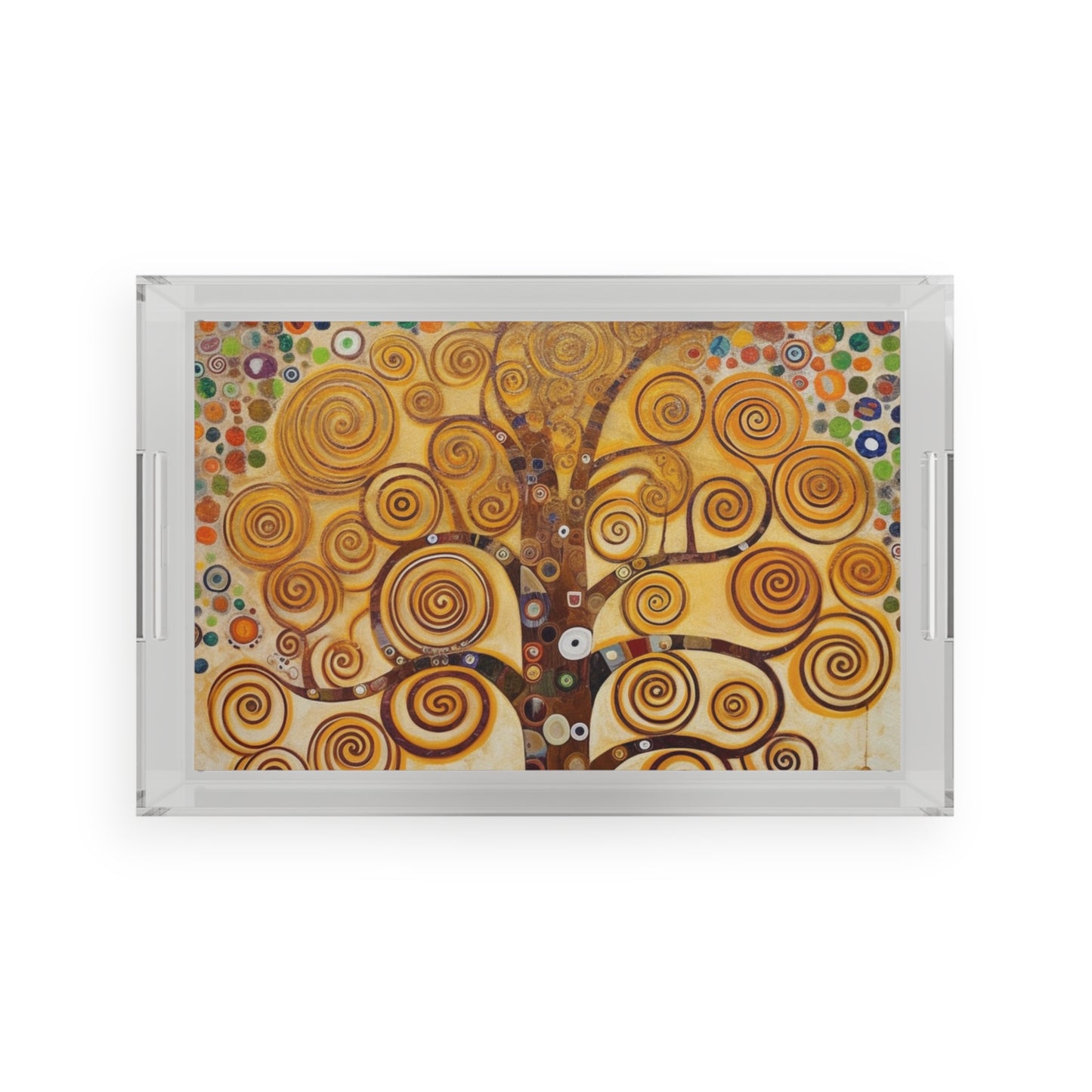 Captivating Artistry: The Tree of Life Acrylic Serving Tray, Inspired by Gustav Klimt's Timeless Masterpiece