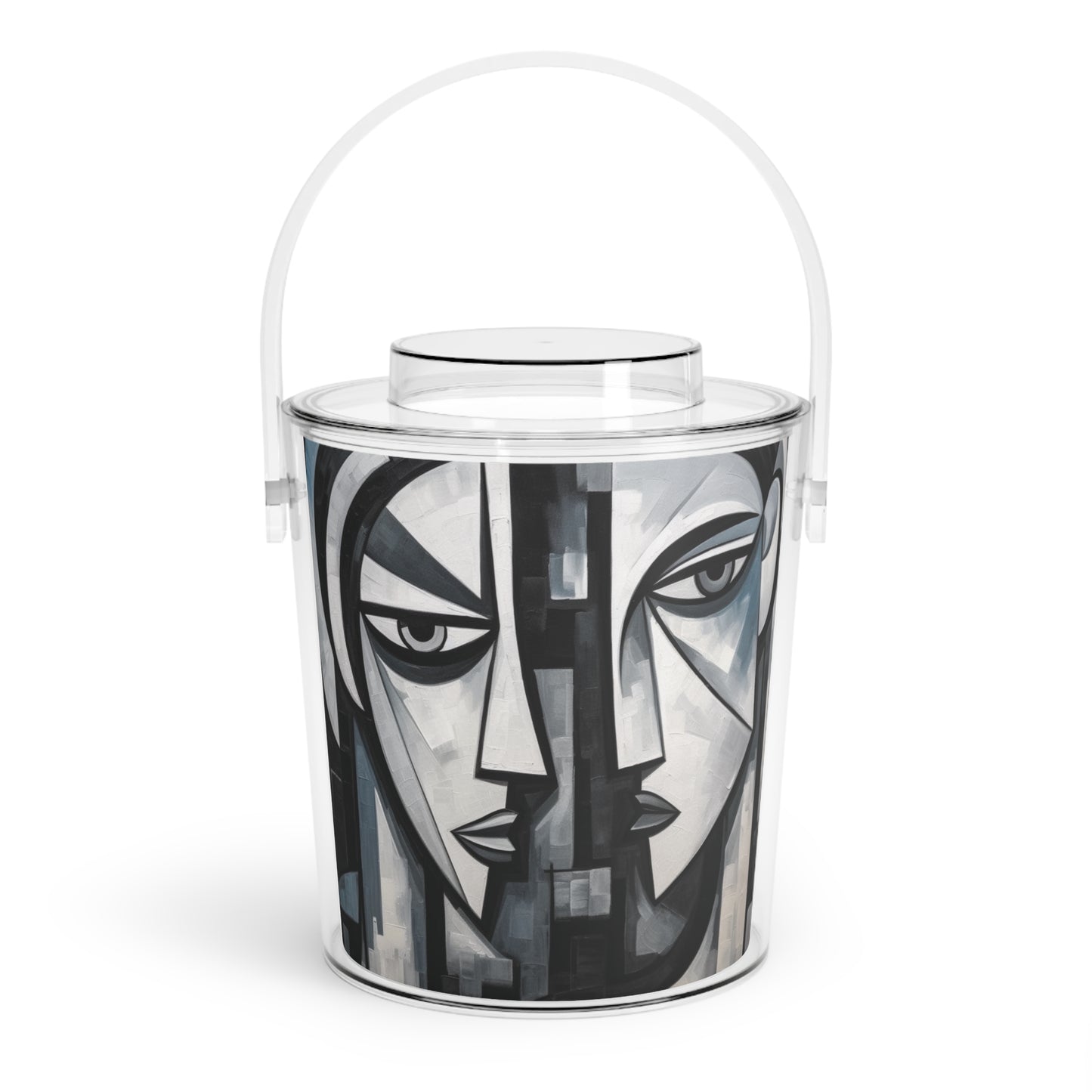 Cubist Paintings Ice Bucket with Tongs: Captivating Brush Strokes in Every Refreshing Drink