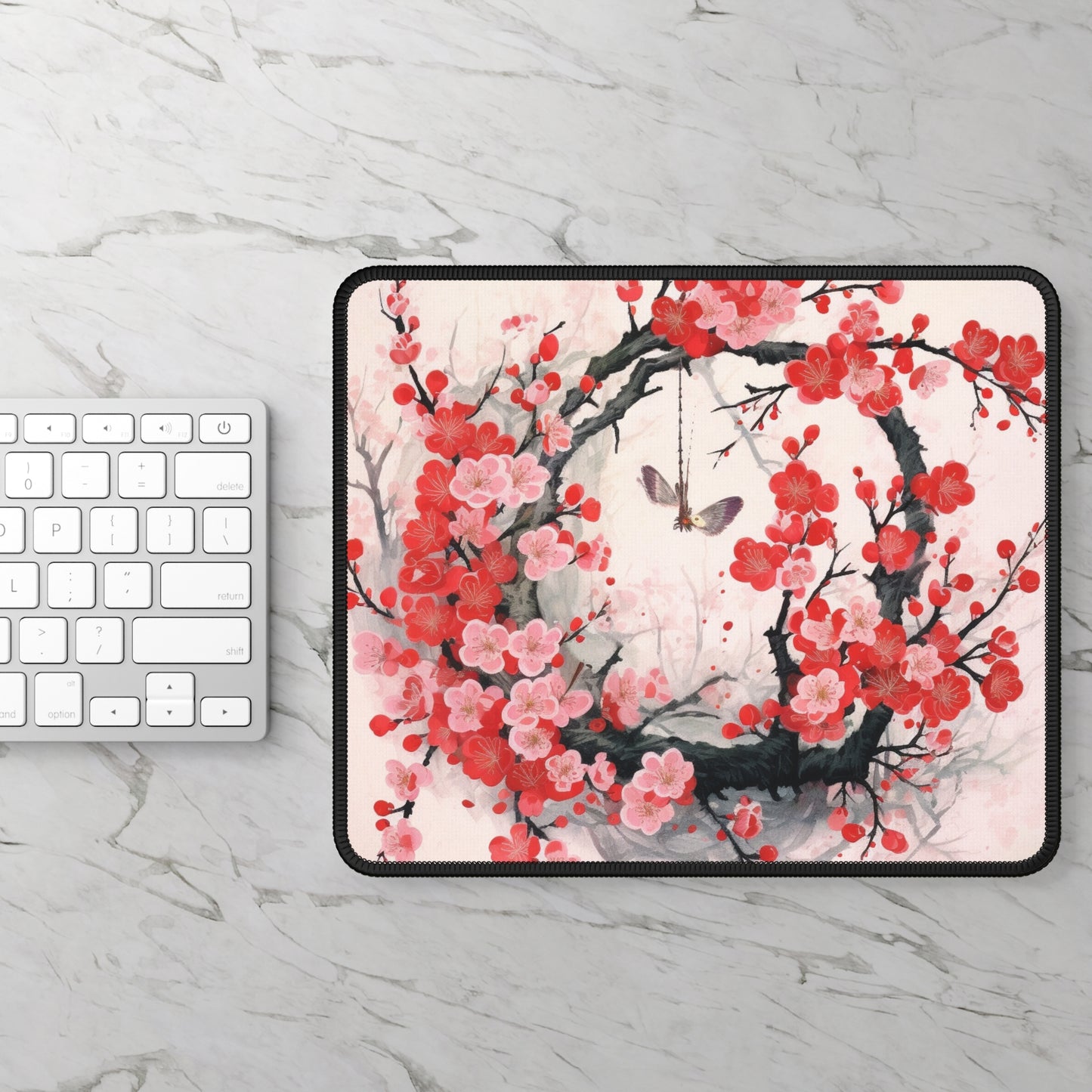 Cherry Blossom Delight: Gaming Mouse Pad Adorned with Intricate Flower Drawings and Artistry