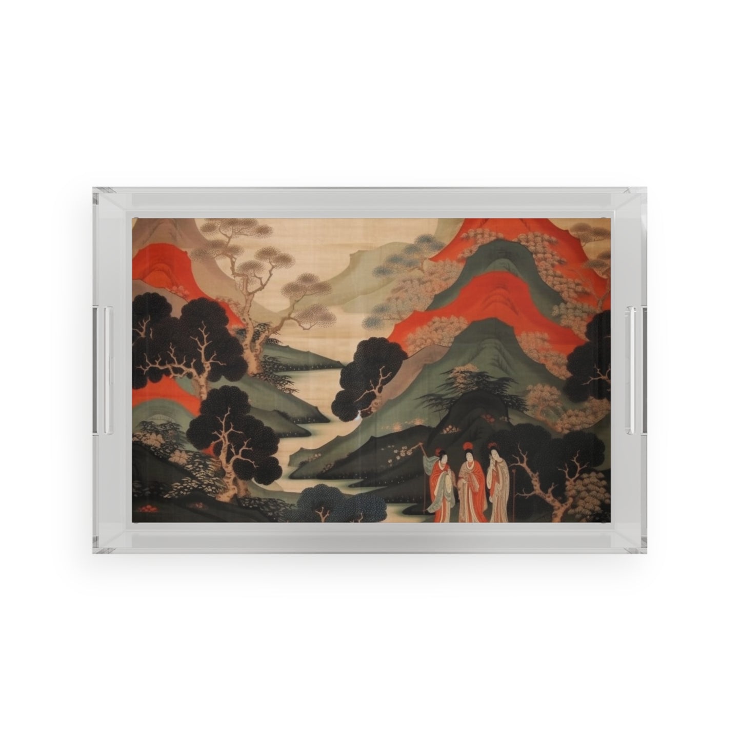 Custom Japanese Tapestry on a Acrylic Serving Tray - Unique Artistic Expression
