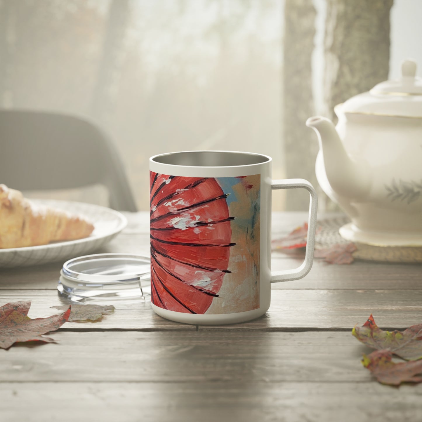 Abstract Japanese Umbrella Painting Insulated Coffee Mug: Unleashing Artistic Beauty