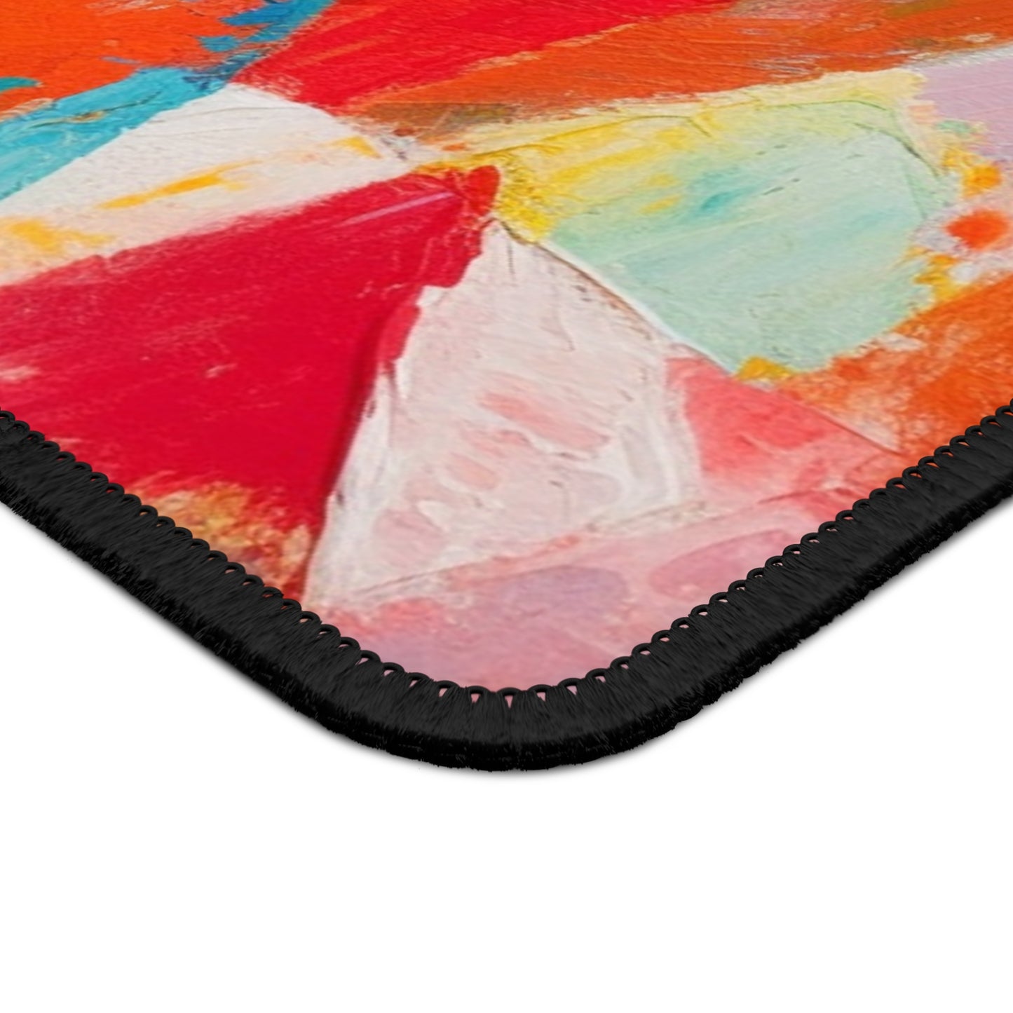 Energetic Brushwork: Pastel Triangle Gaming Mouse Pad with Clear Colors
