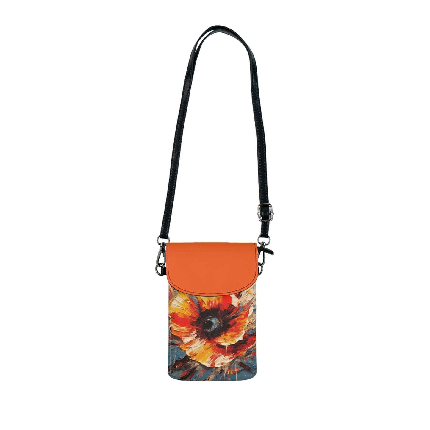 Poppy Symphony: Small Cell Phone Wallet with Abstract Floral Artwork