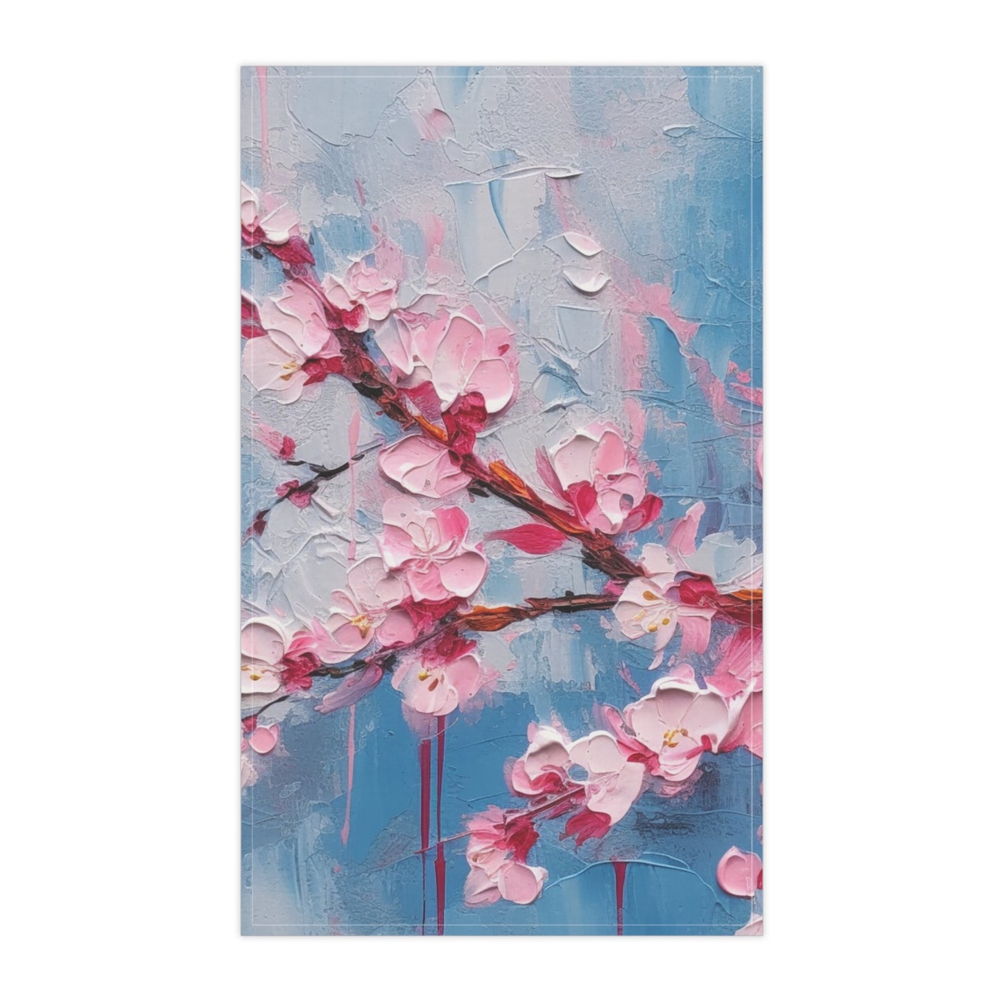Kitchen Towel with Abstract Cherry Blossom Drawing: Embrace the Serenity