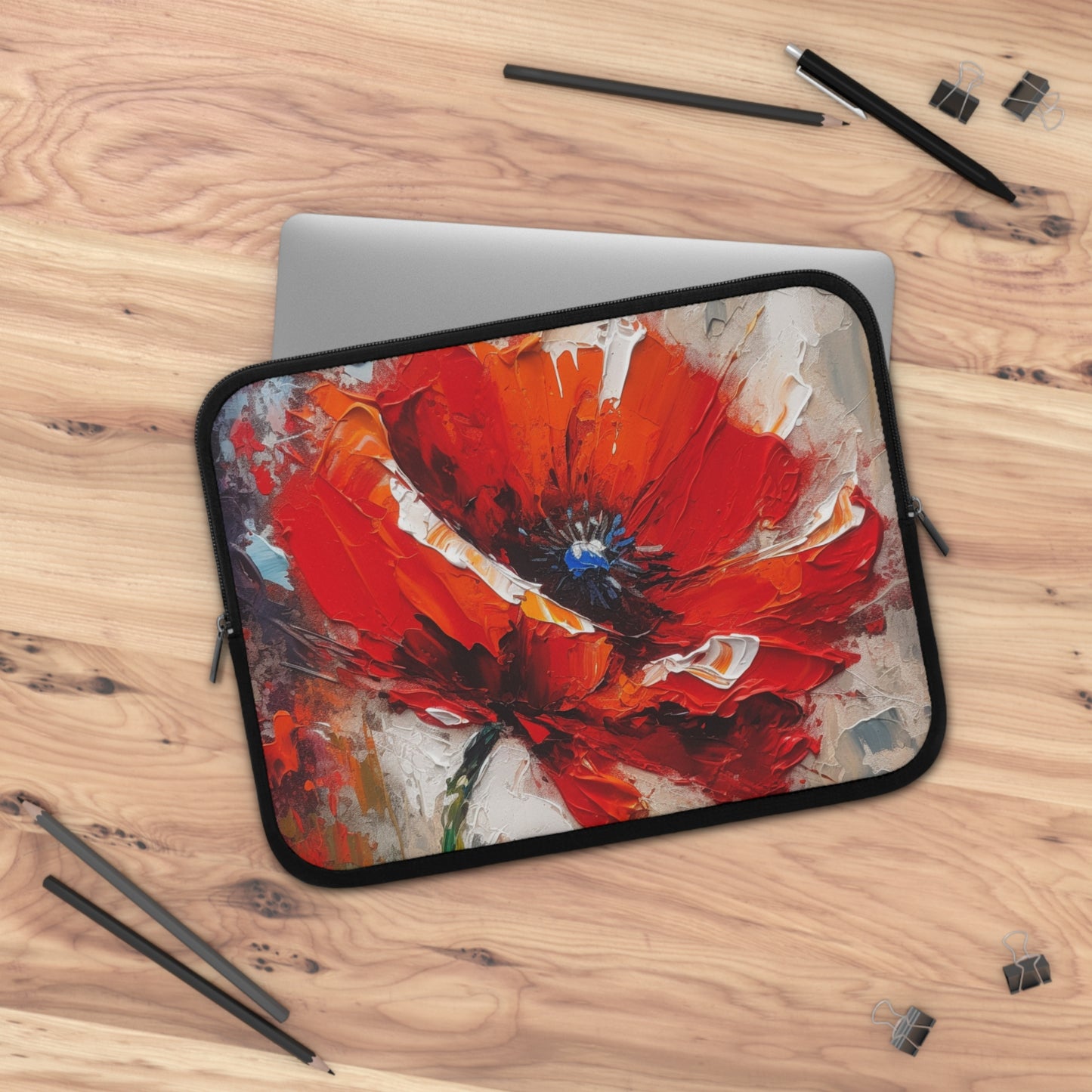 Floral Serenity: Laptop Sleeve with Poppy Flowers to Brighten Your Day