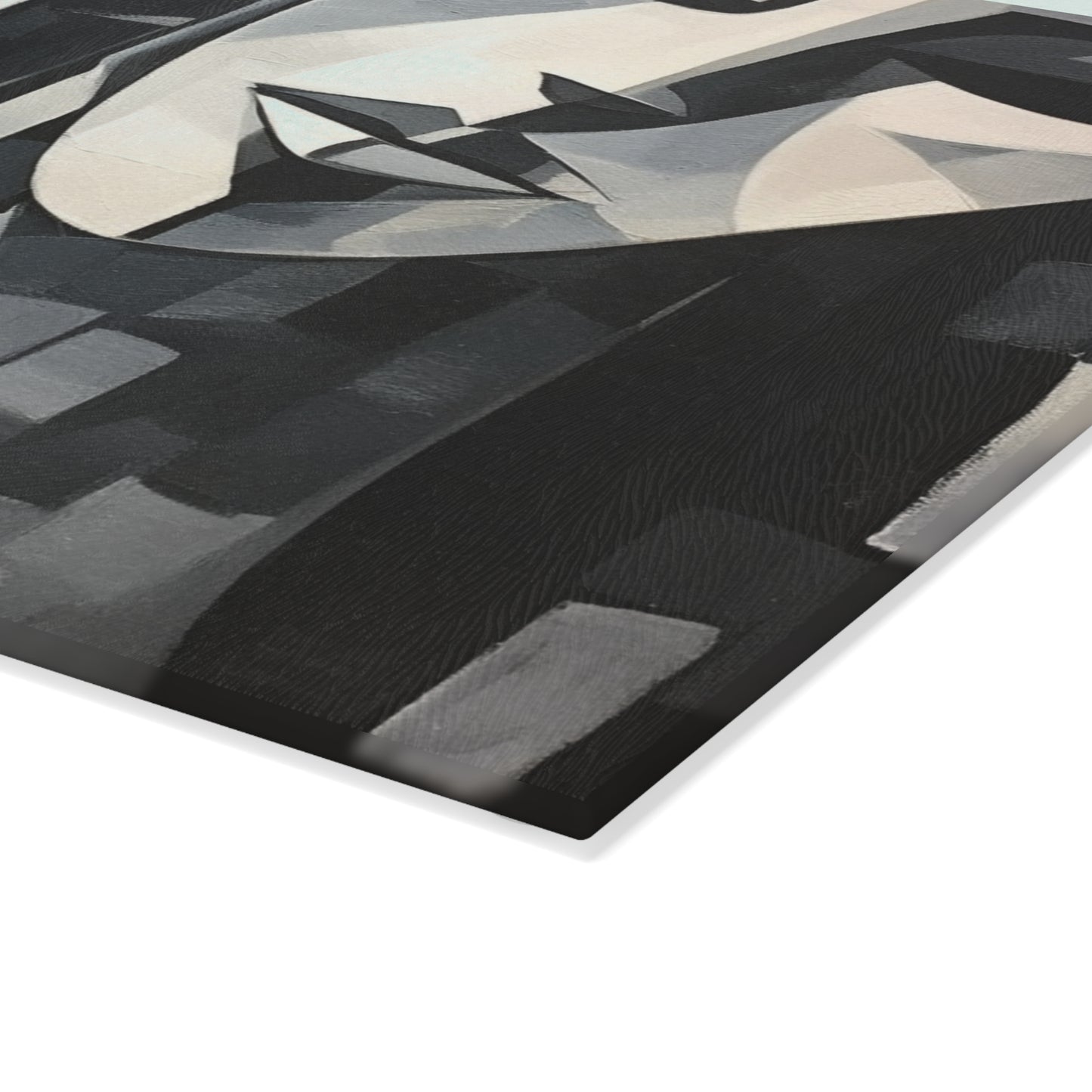 Abstract Oil Paint Glass Cutting Board: Cubist Artistry in a Portable Masterpiece