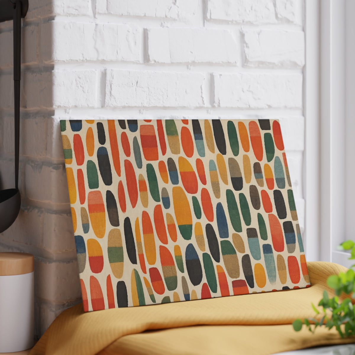 Vibrant Abstraction: Glass Cutting Board Inspired by Translucent Colors and Primary Shapes