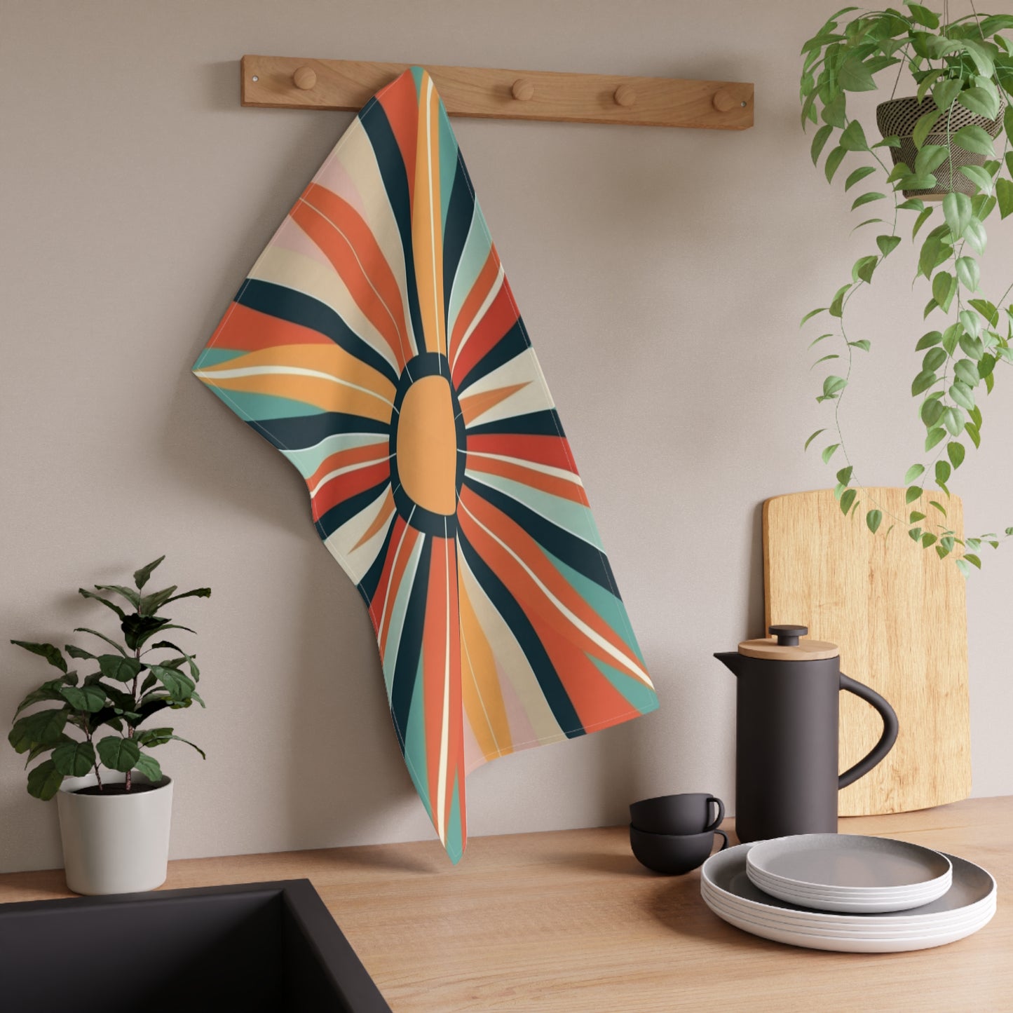 Starburst Kitchen Towel in Atomic Age and Midcentury Modern Design