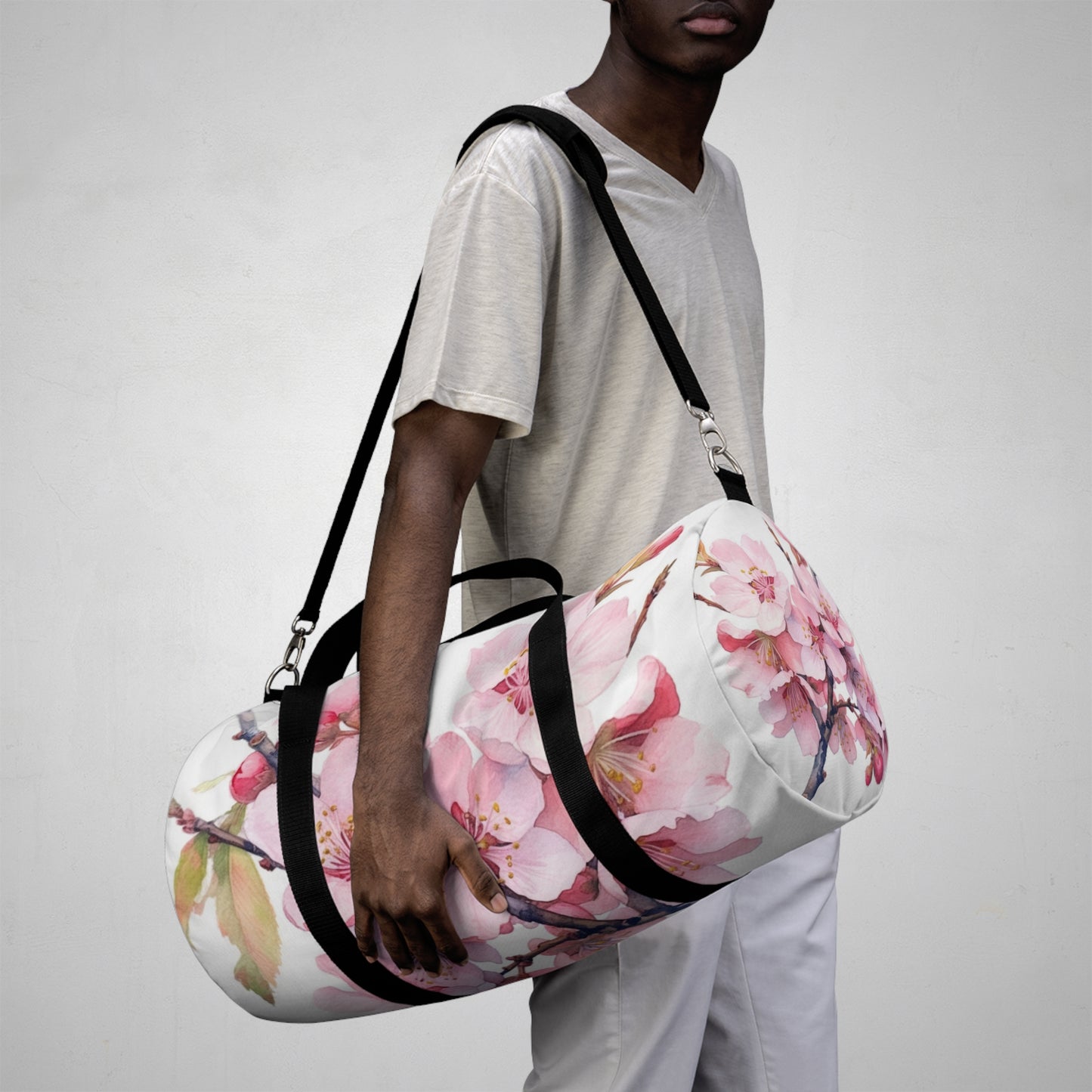 Whimsical Delight: Watercolor Cherry Blossom Tree Duffel Bag