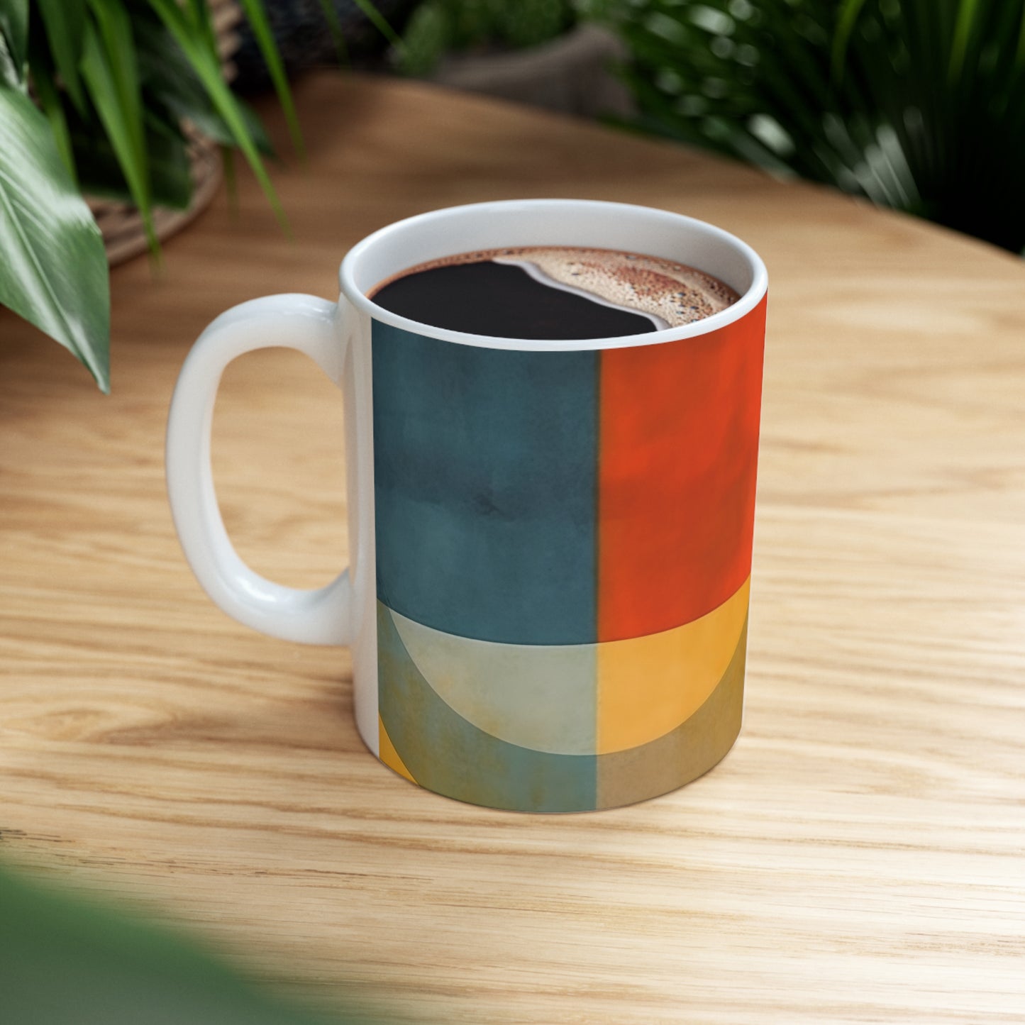 Sleek Geometric Style: Midcentury Modern Mug with Abstract Geometric Art