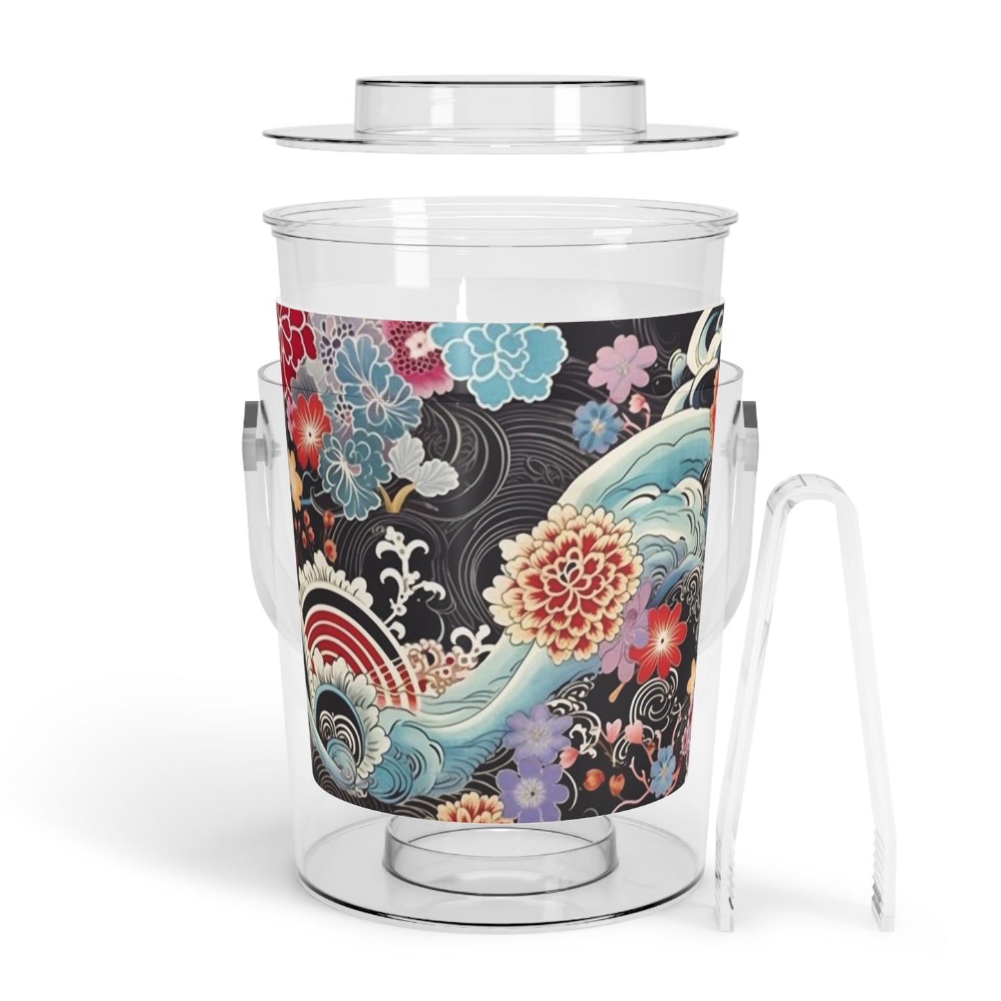 Authentic Japanese Kimono Ice Bucket with Tongs: Embrace Tradition