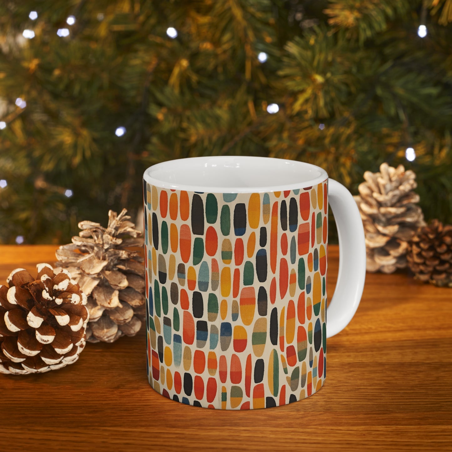 Primary Abstraction Ceramic Mug: A Fusion of Shapes and Colors Across Generations