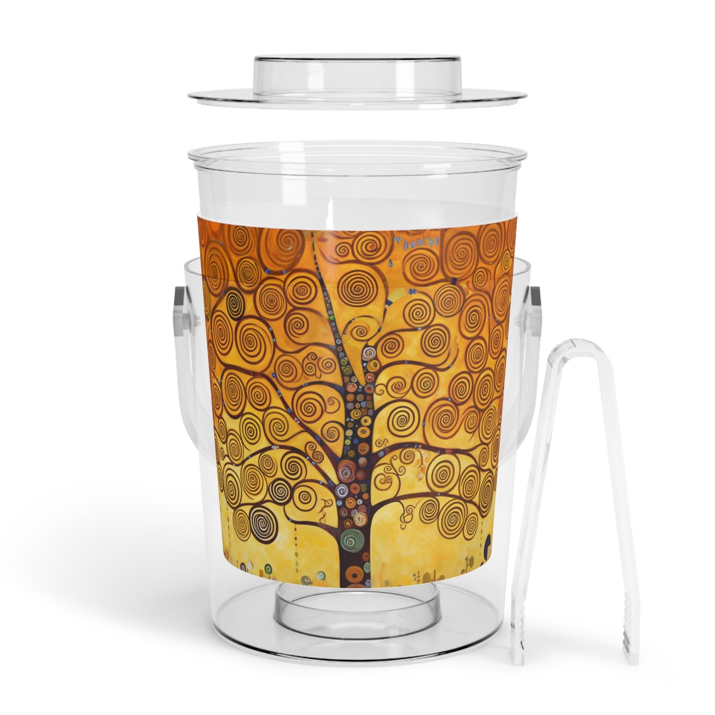 Symbolic Harmony: Gustav Klimt Tree of Life Ice Bucket with Tongs, Embrace Artistic Elegance