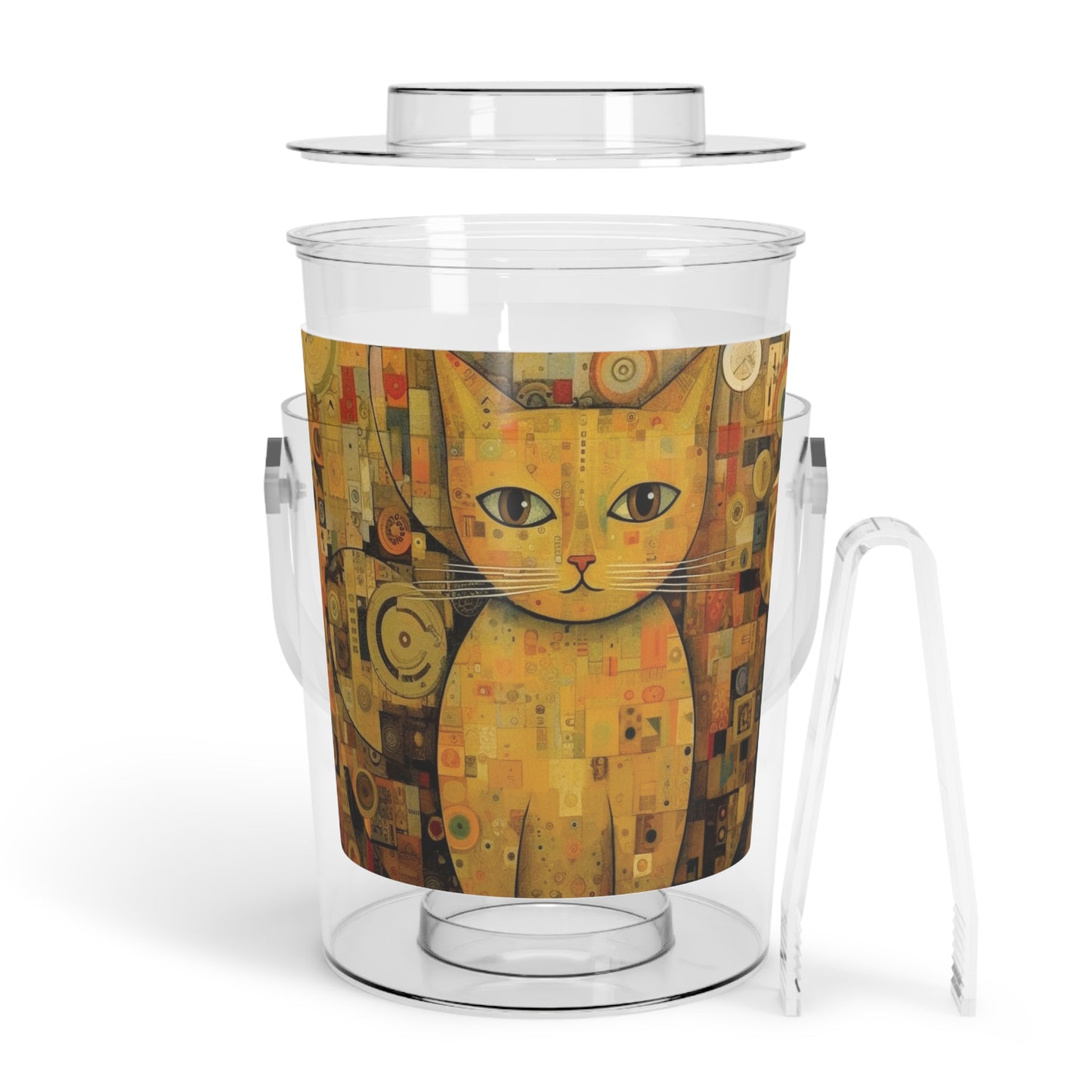 Expressions of Modernity: Klimt-Inspired Ice Bucket with Tongs