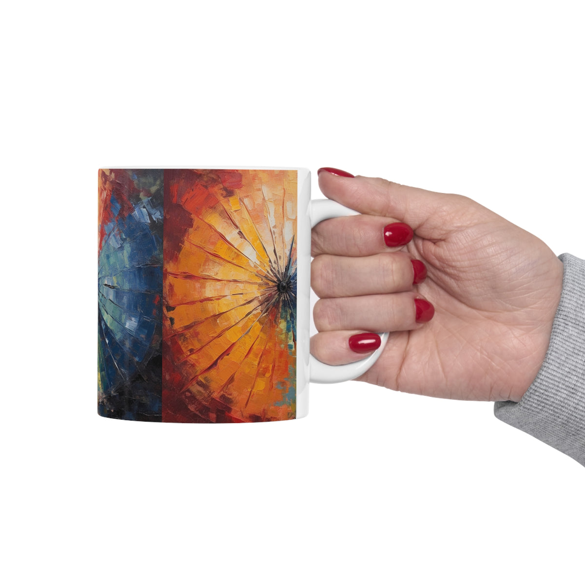 Ceramic Mug: Abstract Japanese Umbrella Symphony