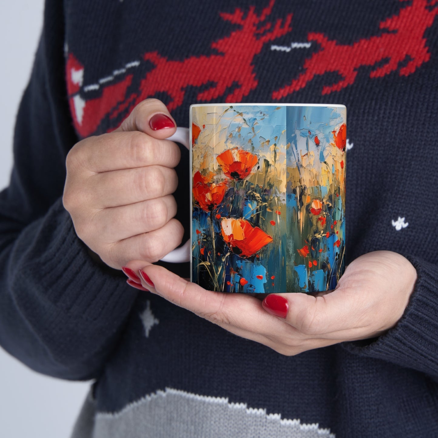 Poppy Dreams in Ceramic: A Serene Garden for Your Tea Time