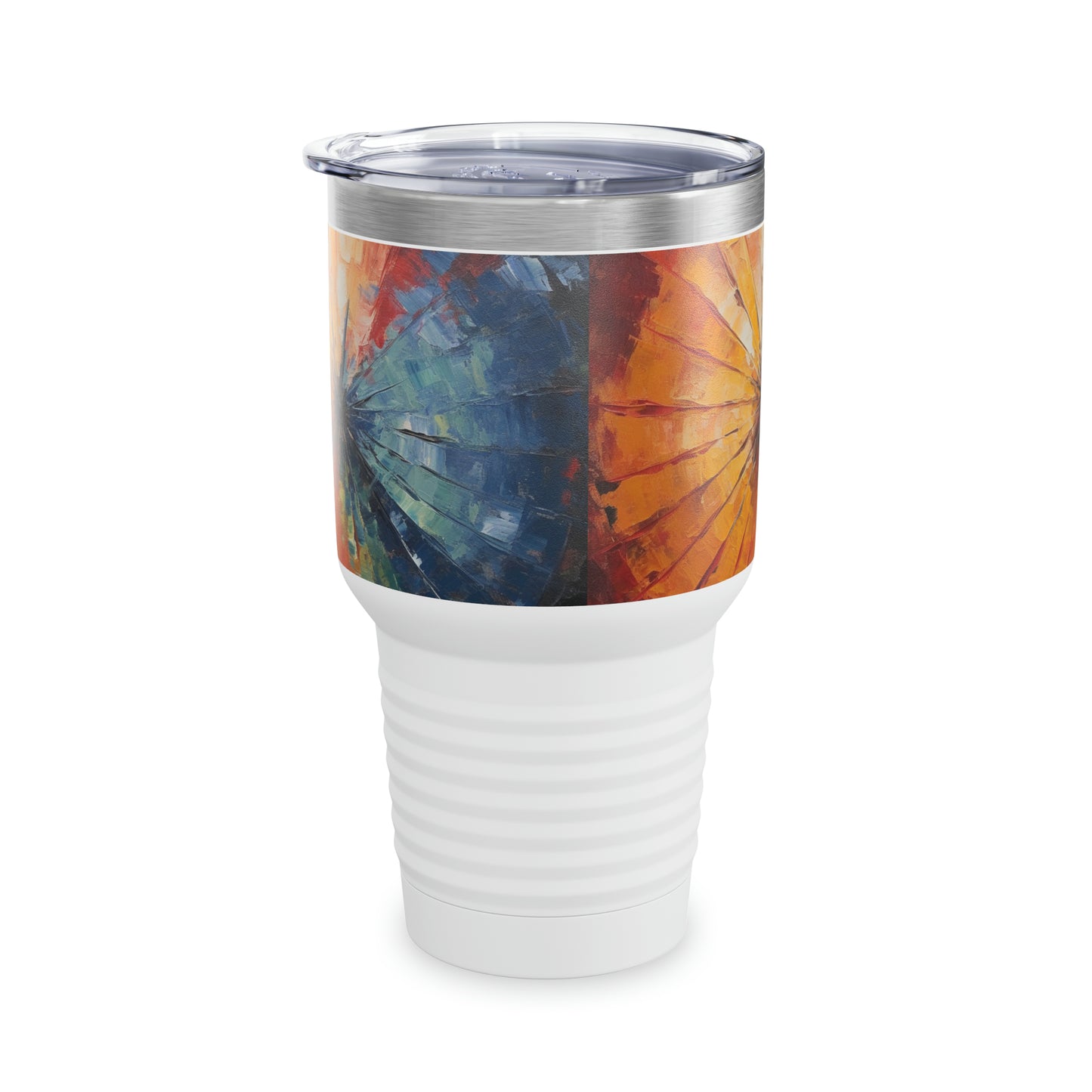 Reflecting Creativity: Abstract Art Ringneck Tumbler, Japanese Umbrella Edition, A Canvas for Your Imagination