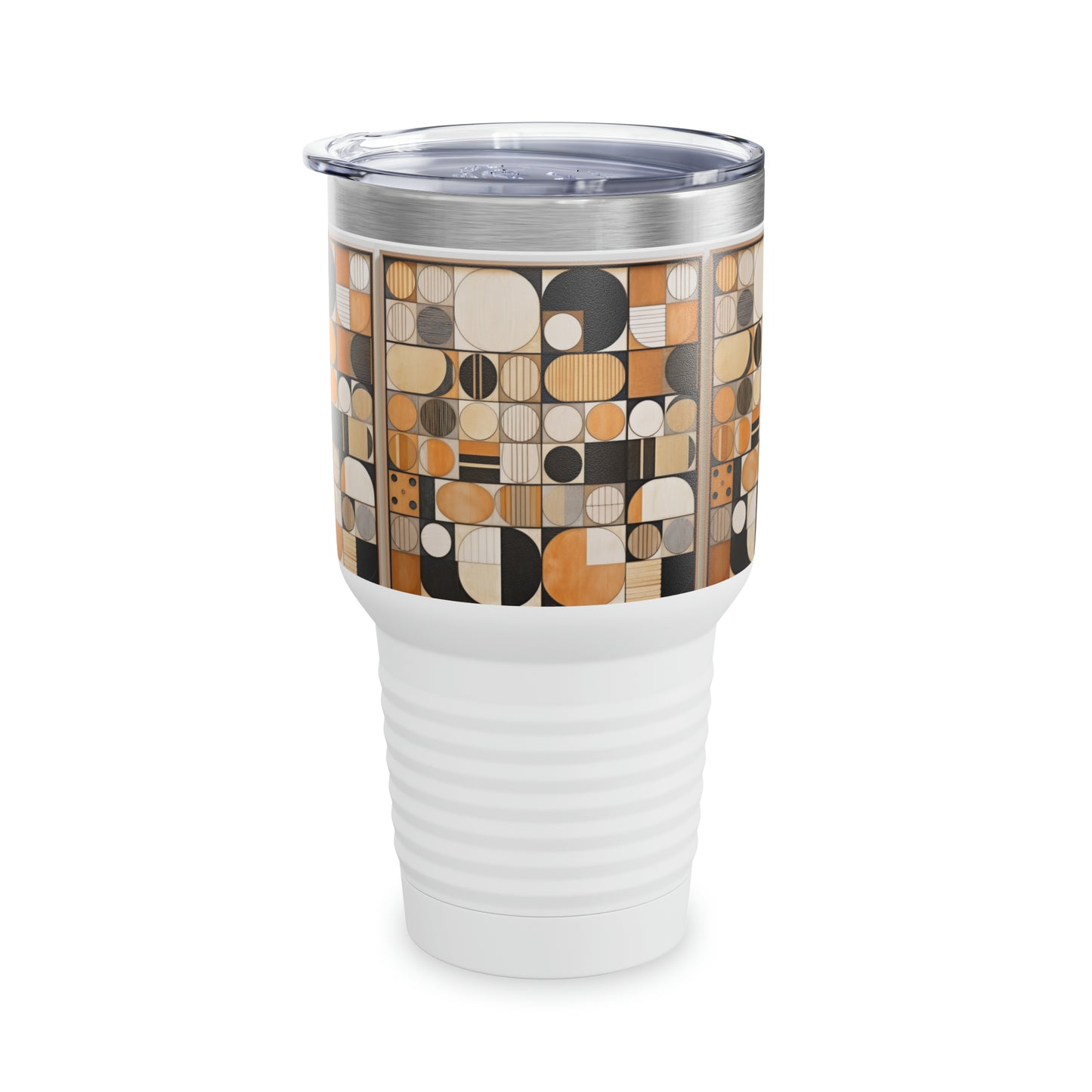 Whimsical Circles: Artistic Mosaics on a Ringneck Tumbler